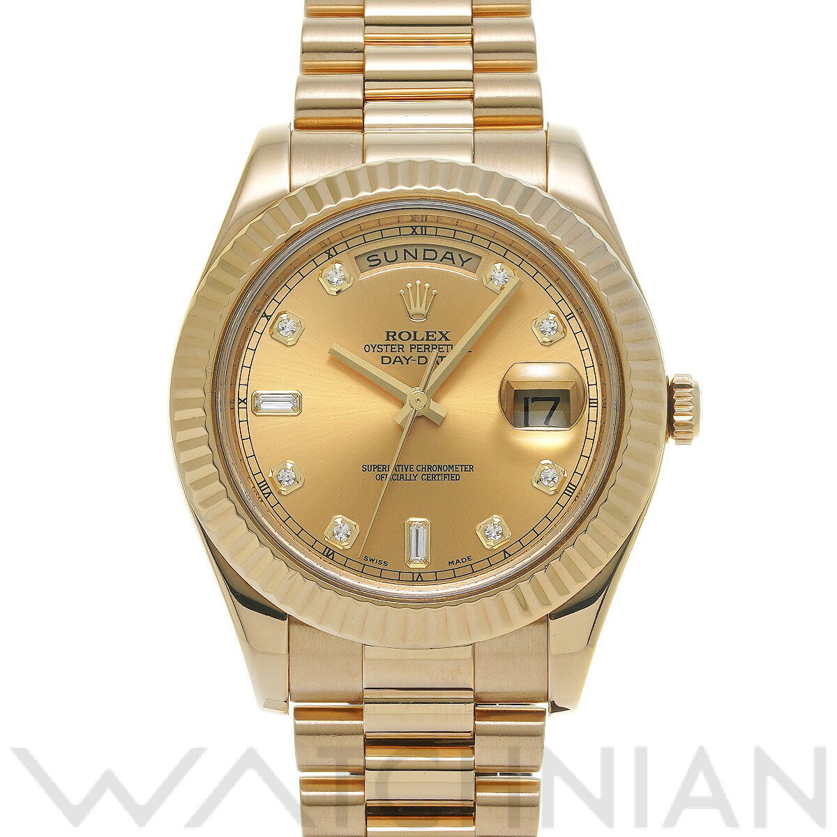 【4種選べるクーポン】【ローン60回払い無金利】【中古】 ロレックス ROLEX デイデイト II 218238A M番(2008年頃製造) シャンパン/ダイヤモンド メンズ 腕時計