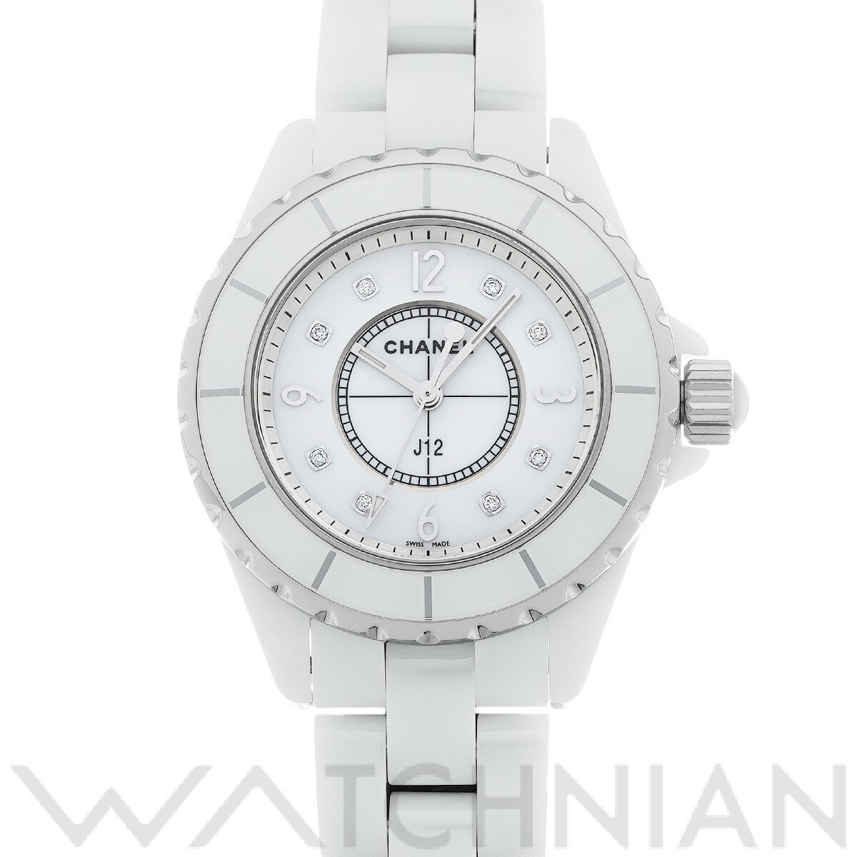 【12/1 最大2万円クーポン&P2倍】シャネル CHANEL J12 33MM H2422 ホワイトシェル/ダイヤモンド レディース 腕時計 シャネル 時計 高級腕時計 ブランド 【ローン60回払い無金利】【中古】 その1