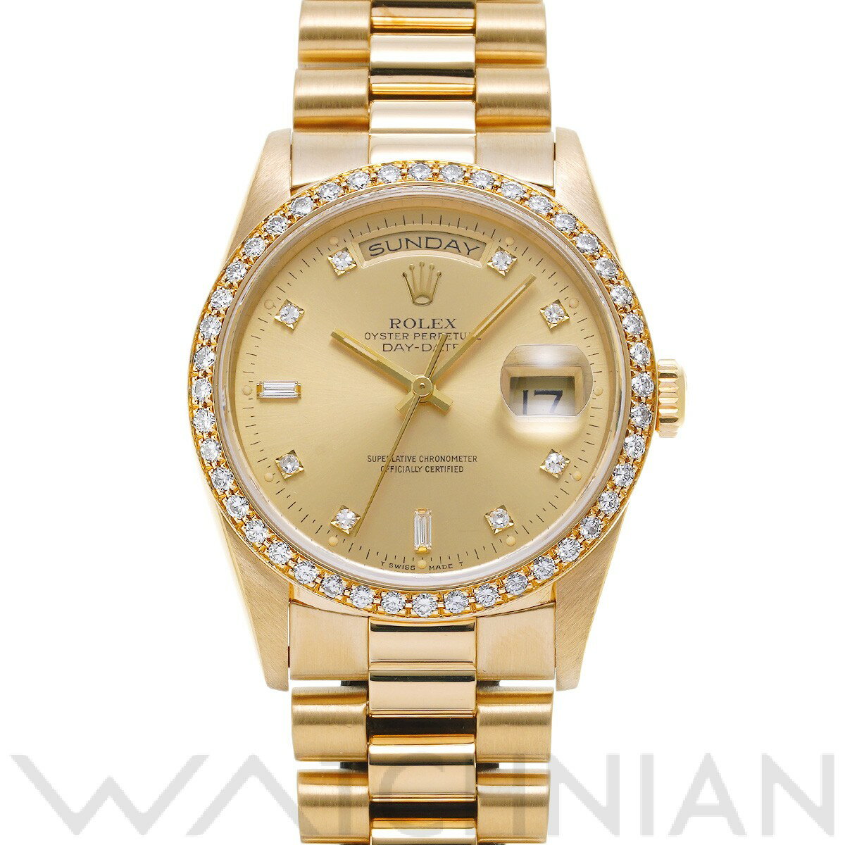 【4種選べるクーポン】【ローン60回払い無金利】【中古】 ロレックス ROLEX デイデイト 18348A L番(1988年頃製造) シャンパン/ダイヤモンド メンズ 腕時計 ロレックス 時計 高級腕時計 ブランド