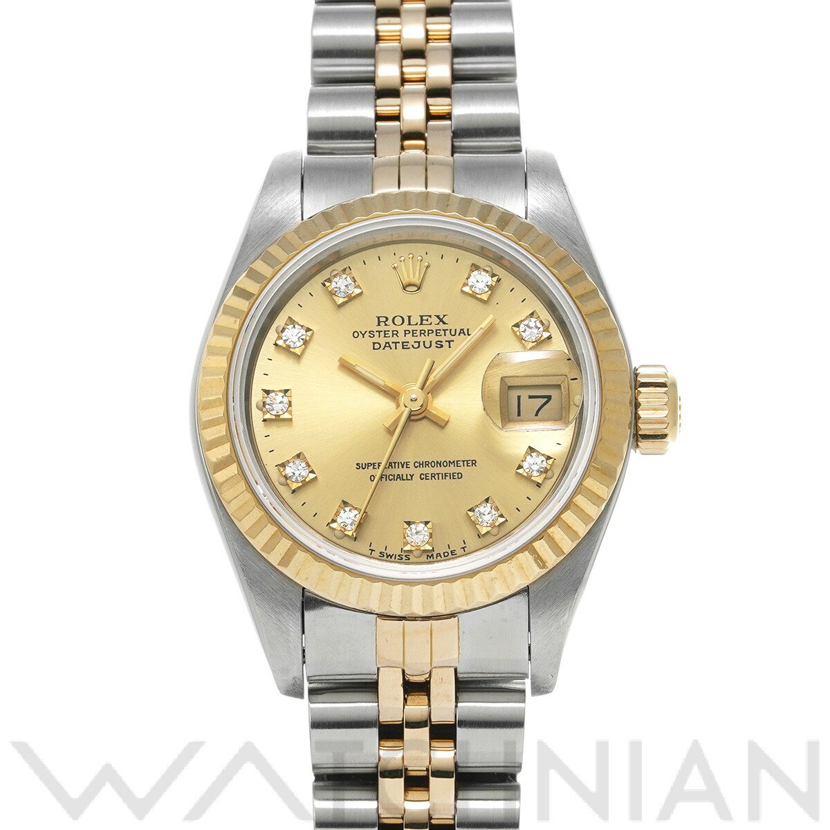 【4種選べるクーポン】【ローン60回払い無金利】【中古】 ロレックス ROLEX デイトジャスト 69173G E番(1990年頃製造) シャンパン/ダイヤモンド レディース 腕時計