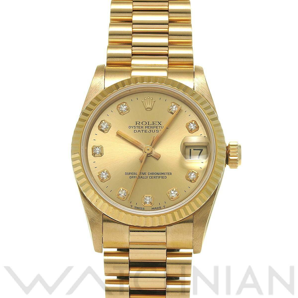 【4種選べるクーポン】【ローン60回払い無金利】【中古】 ロレックス ROLEX デイトジャスト 68278G W番(1995年頃製造) シャンパン/ダイヤモンド ユニセックス 腕時計 ロレックス 時計 高級腕時計 ブランド