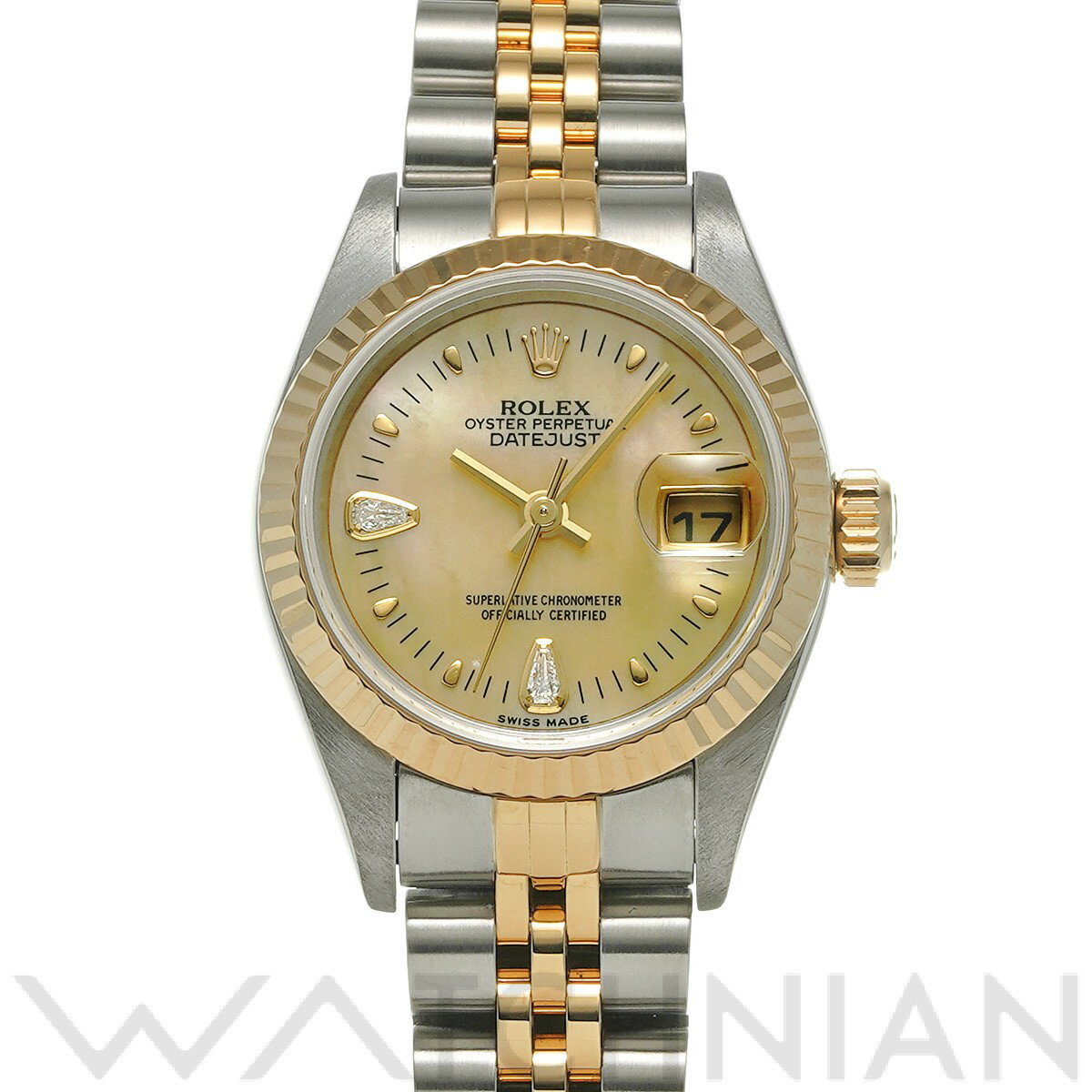 【全品ポイント2倍 5/30】【ローン60回払い無金利】【中古】 ロレックス ROLEX デイトジャスト 79173 K番(2001年頃製造) イエローシェル/ダイヤモンド レディース 腕時計 ロレックス 時計 高級腕時計 ブランド