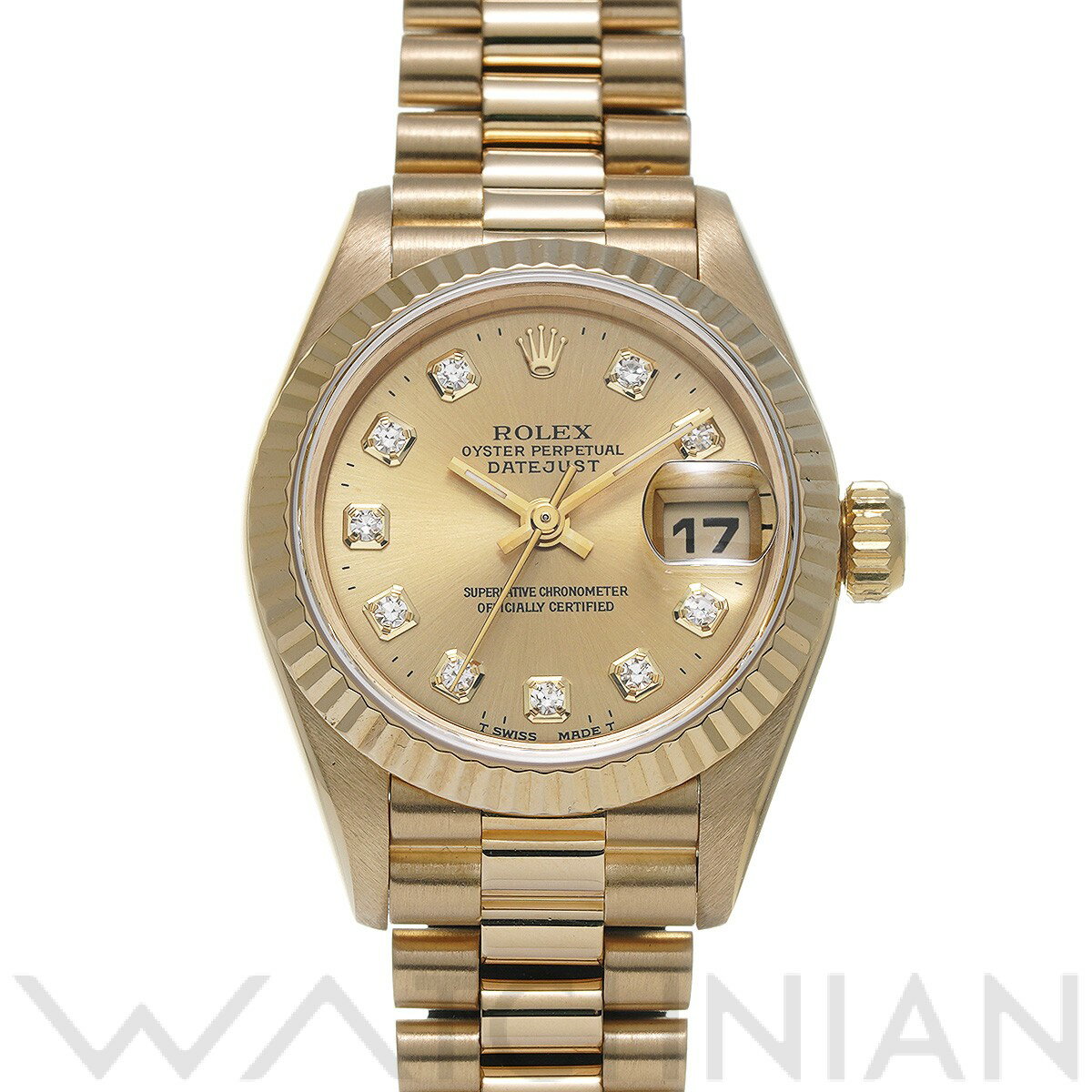 【4種選べるクーポン】【ローン60回払い無金利】【中古】 ロレックス ROLEX デイトジャスト 69178G W番(1995年頃製造) シャンパン/ダイヤモンド レディース 腕時計 ロレックス 時計 高級腕時計 ブランド