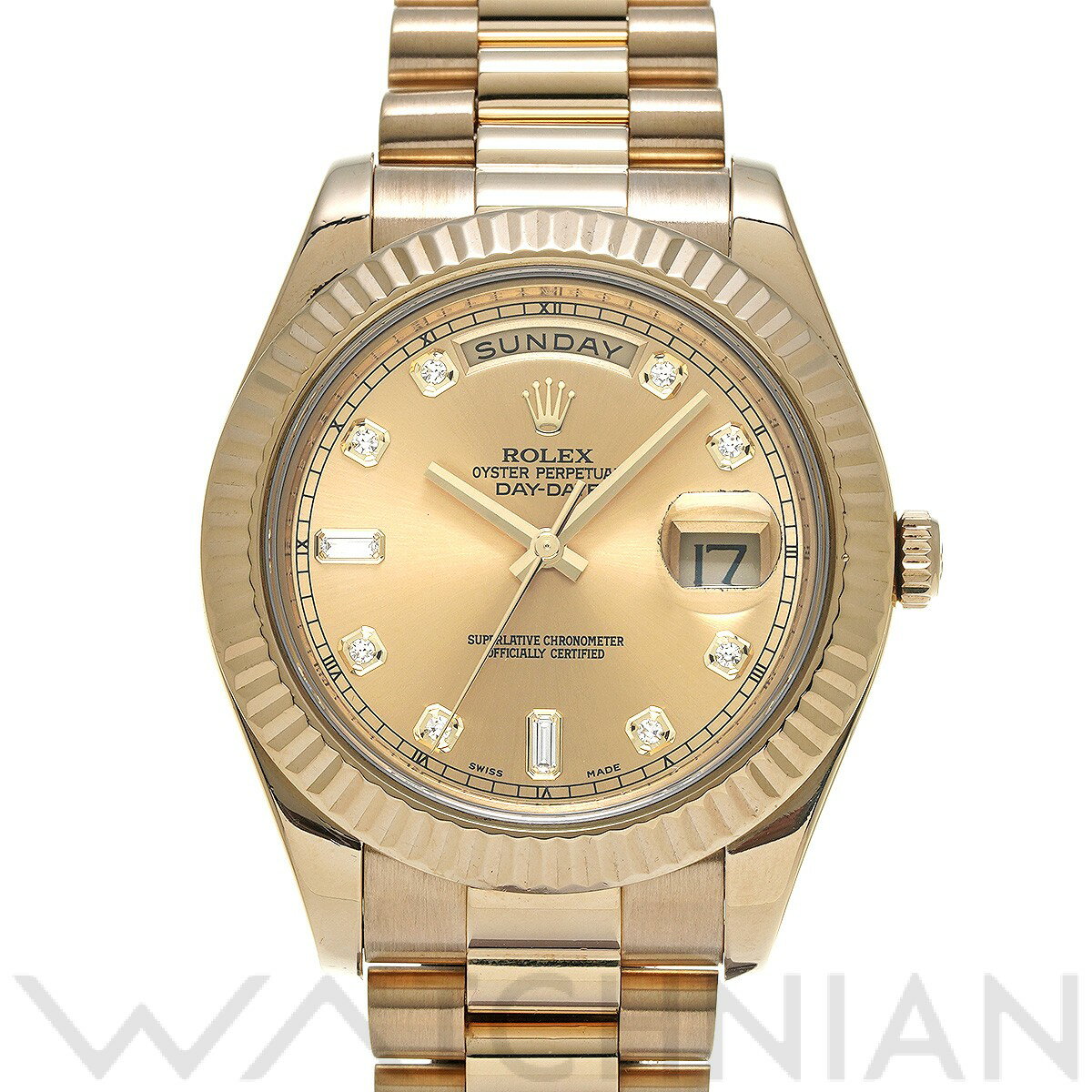 【5種選べるクーポン】【ローン60回払い無金利】【中古】 ロレックス ROLEX デイデイト II 218238A M番(2007年頃製造) シャンパン/ダイヤモンド メンズ 腕時計 ロレックス 時計 高級腕時計 ブランド