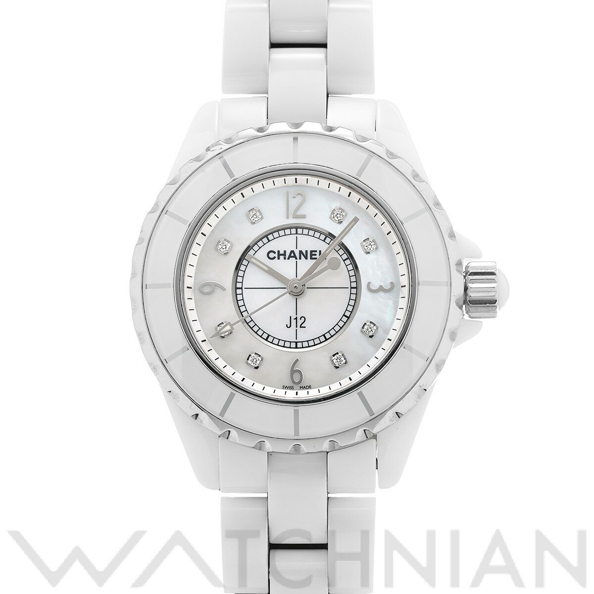 【4種選べるクーポン＆P2倍 5/5,6】【ローン60回払い無金利】【中古】 シャネル CHANEL J12 33MM H2422 ホワイトシェル/ダイヤモンド レディース 腕時計 シャネル 時計 高級腕時計 ブランドのサムネイル