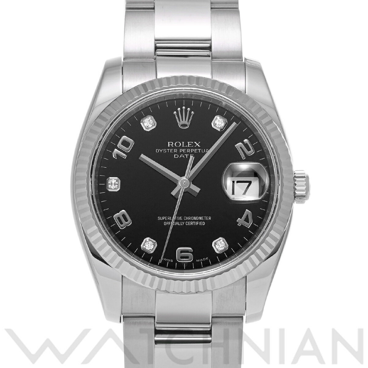 【5種選べるクーポン】【中古】 ロレックス ROLEX オイスターパーペチュアル デイト 34 115234G V番(2009年頃製造) ブラック/ダイヤモンド メンズ 腕時計 ロレックス 時計 高級腕時計 ブランド