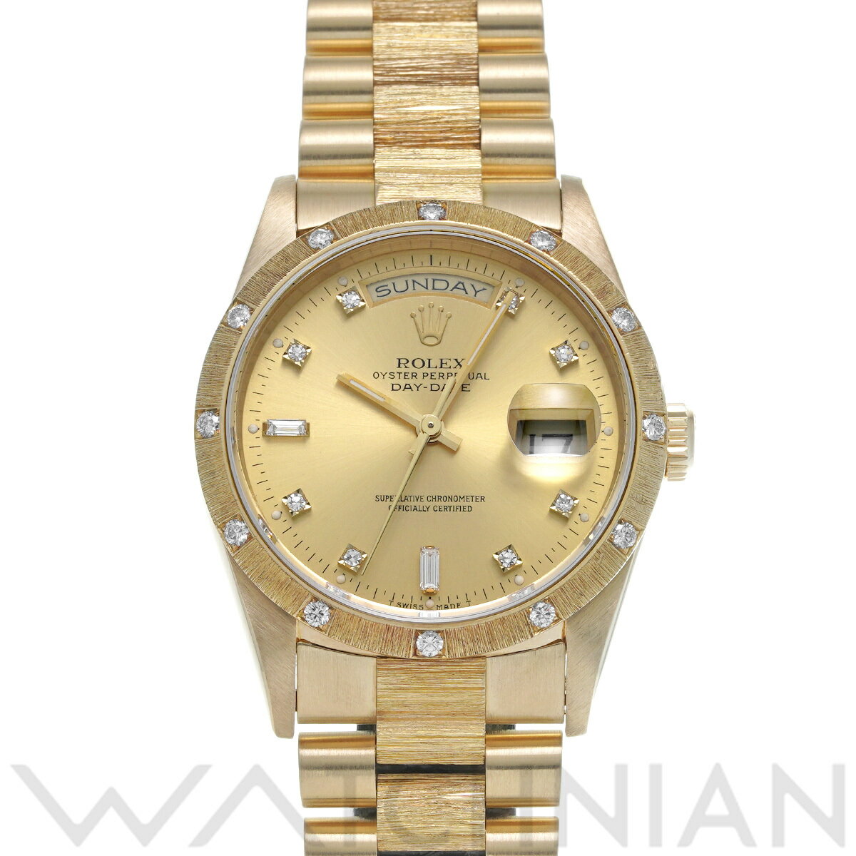 【4種選べるクーポン】【中古】 ロレックス ROLEX デイデイト バーク 18308A L番(1990年頃製造) シャンパン/ダイヤモンド メンズ 腕時計 ロレックス 時計 高級腕時計 ブランド