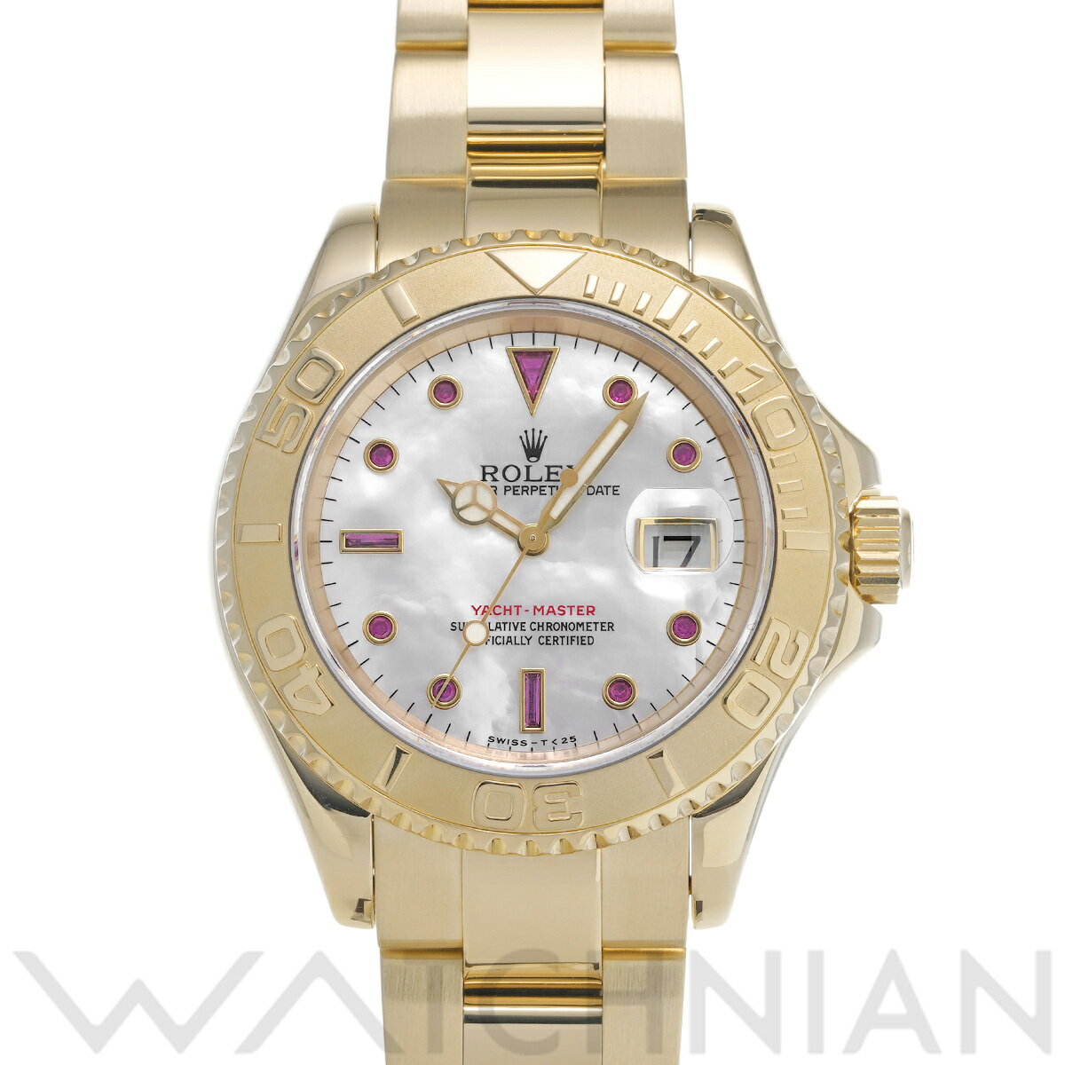 【4種選べるクーポン】【中古】 ロレックス ROLEX ヨットマスター 16628NGR T番(1997年頃製造) ホワイトシェル/ルビー メンズ 腕時計 ロレックス 時計 高級腕時計 ブランド