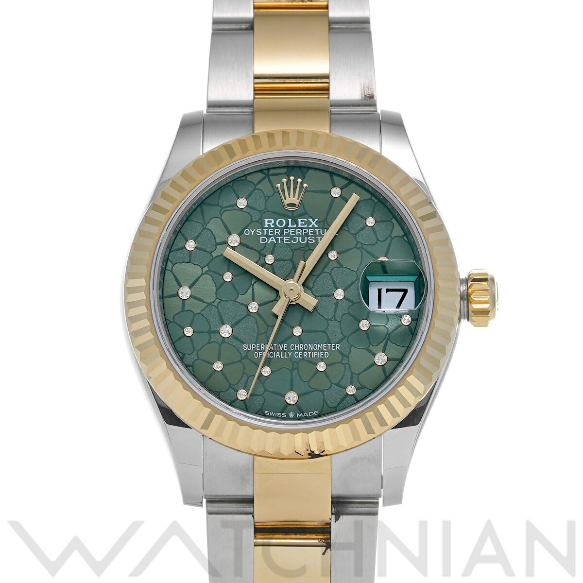 【中古】 ロレックス ROLEX デイトジャスト 31 278273 ランダムシリアル オリーブグリーン フローラルモチーフ/ダイヤモンド ユニセックス 腕時計 ロレックス 時計 高級腕時計 ブランド