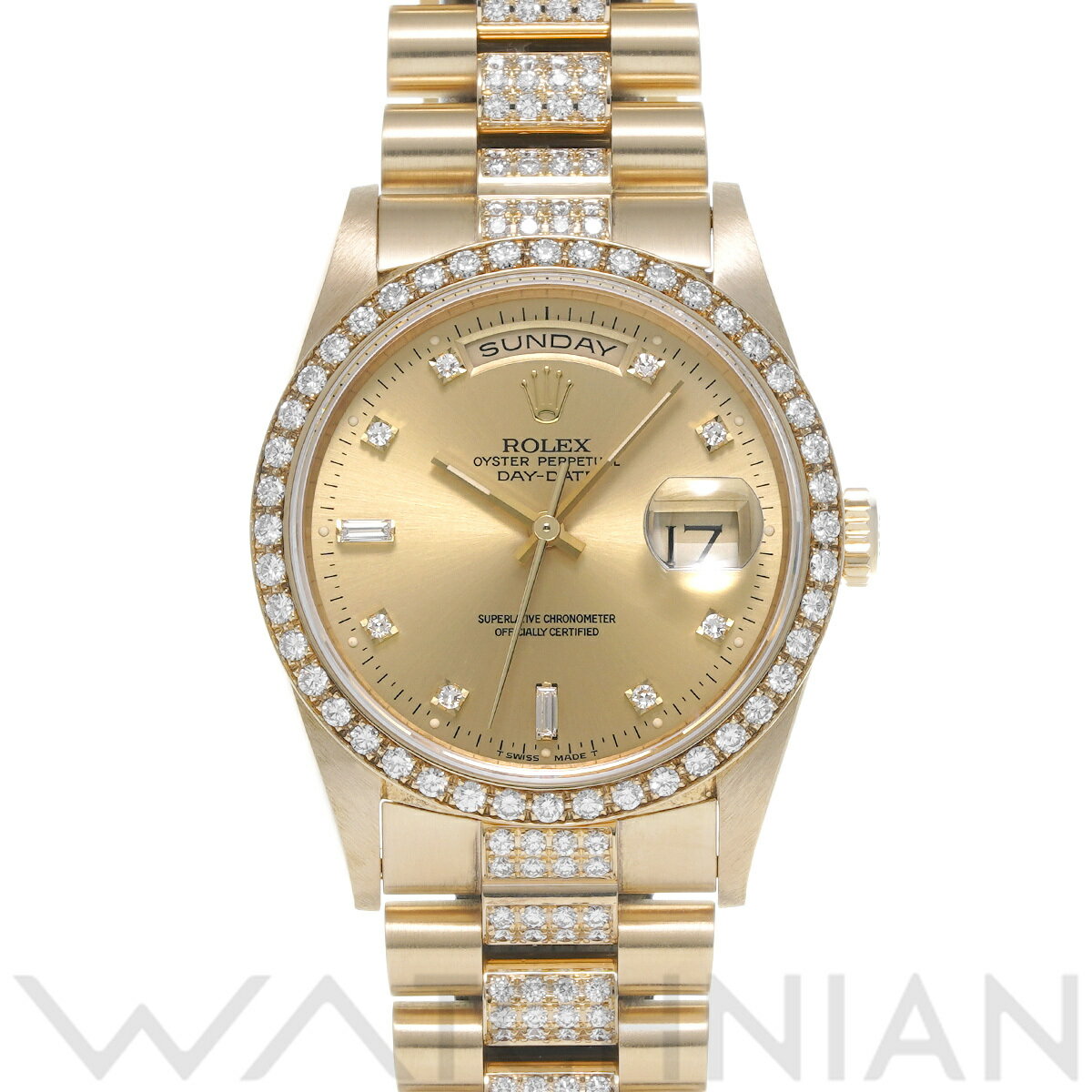 【4種選べるクーポン】【ローン60回払い無金利】【中古】 ロレックス ROLEX デイデイト 18348A L番(1990年頃製造) シャンパン/ダイヤモンド メンズ 腕時計 ロレックス 時計 高級腕時計 ブランド