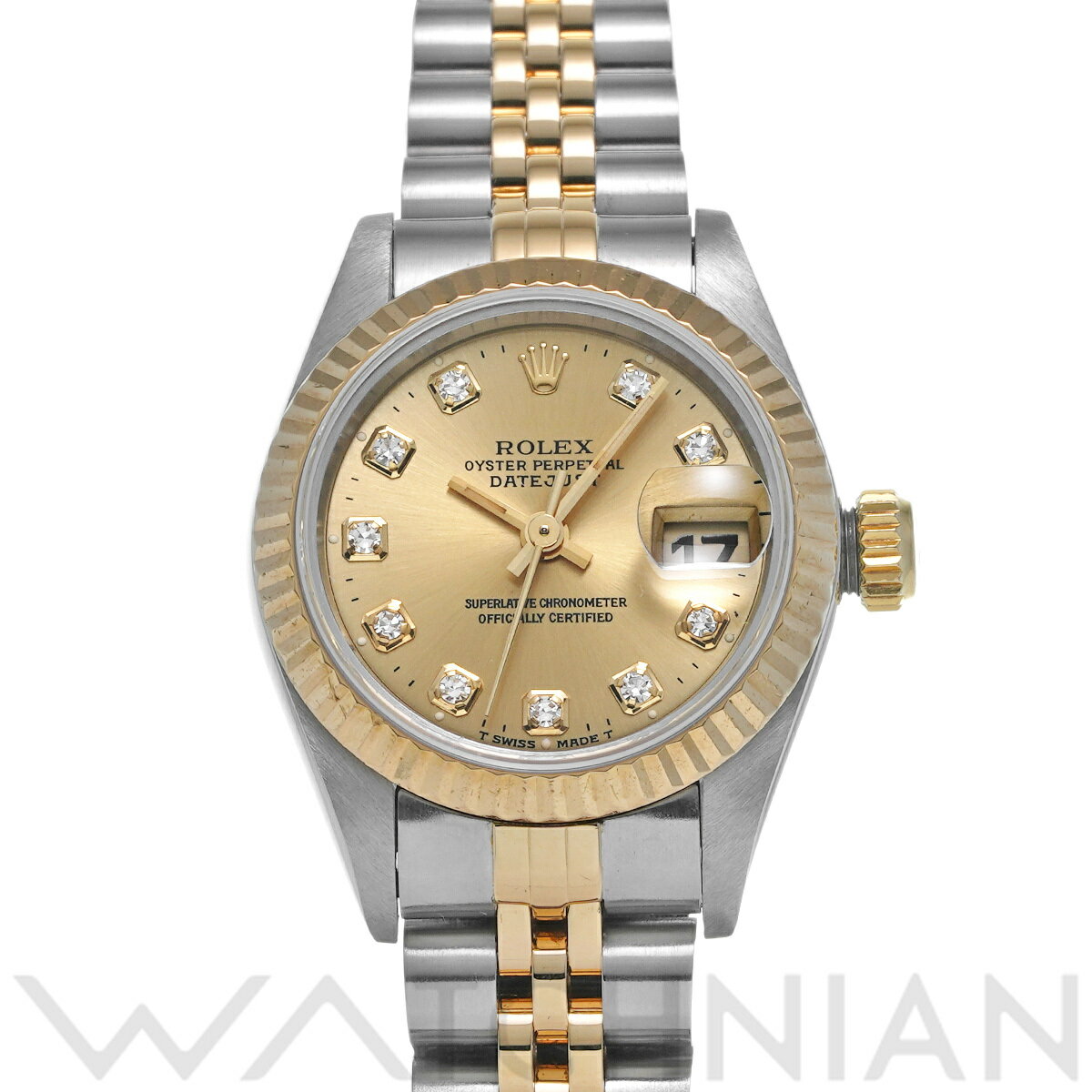 【4種選べるクーポン】【ローン60回払い無金利】【中古】 ロレックス ROLEX デイトジャスト 69173G W番(1995年頃製造) シャンパン/ダイヤモンド レディース 腕時計 ロレックス 時計 高級腕時計 ブランド