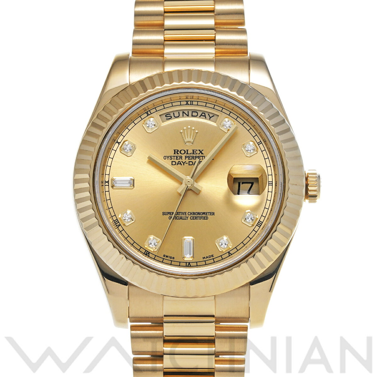 【4種選べるクーポン】【ローン60回払い無金利】【中古】 ロレックス ROLEX デイデイト II 218238A V番(2010年頃製造) シャンパン/ダイヤモンド メンズ 腕時計 ロレックス 時計 高級腕時計 ブランド