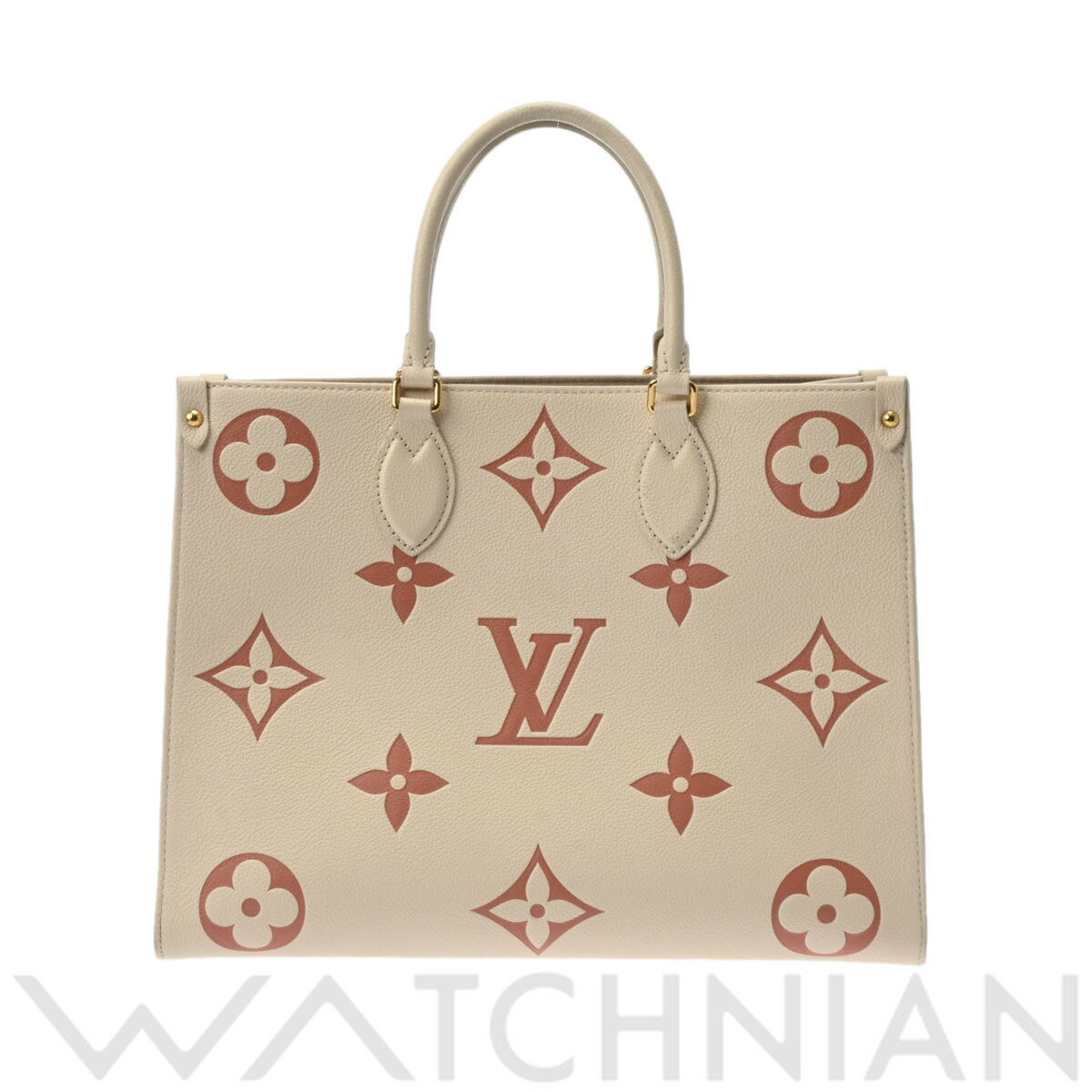 【4種選べるクーポン＆P2倍 5/15】【ローン60回払い無金利】【中古】 ルイ ヴィトン LOUIS VUITTON バイカラーモノグラムアンプラント オンザゴー MM 2WAYトート クレーム M21575 レザー ユニセックス ハンドバッグ ヴィトンバッグ バック ブランド