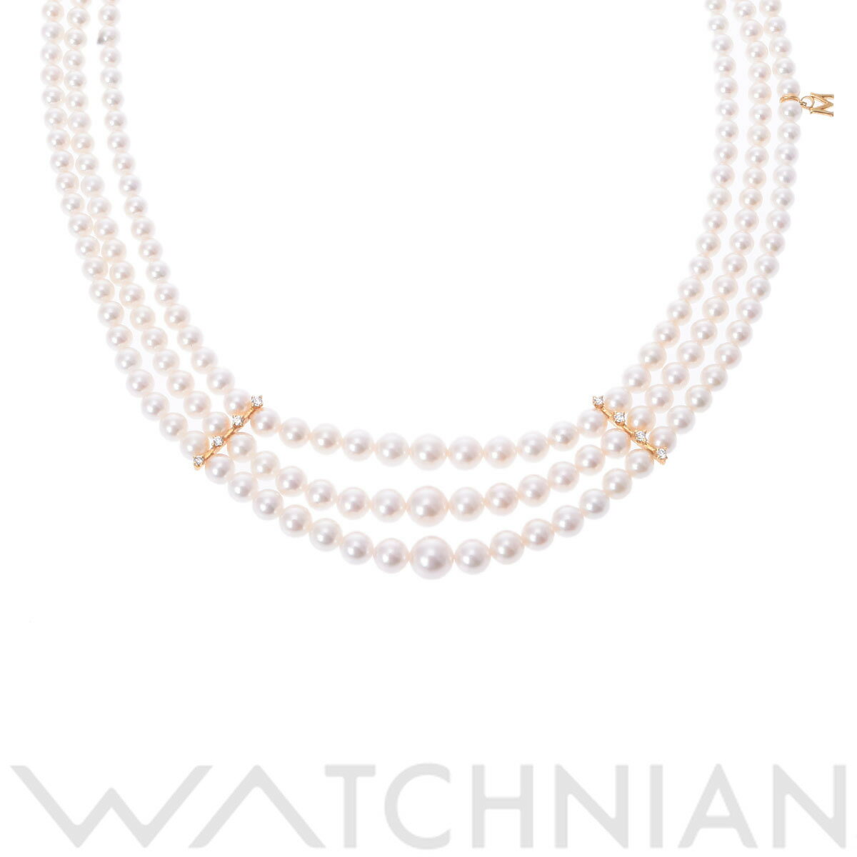 【5種選べるクーポン＆P2倍 6/20】【ローン60回払い無金利】【中古】 ミキモト MIKIMOTO パールネックレス K18イエローゴールド ダイヤモンド レディース ネックレス ミキモトのサムネイル