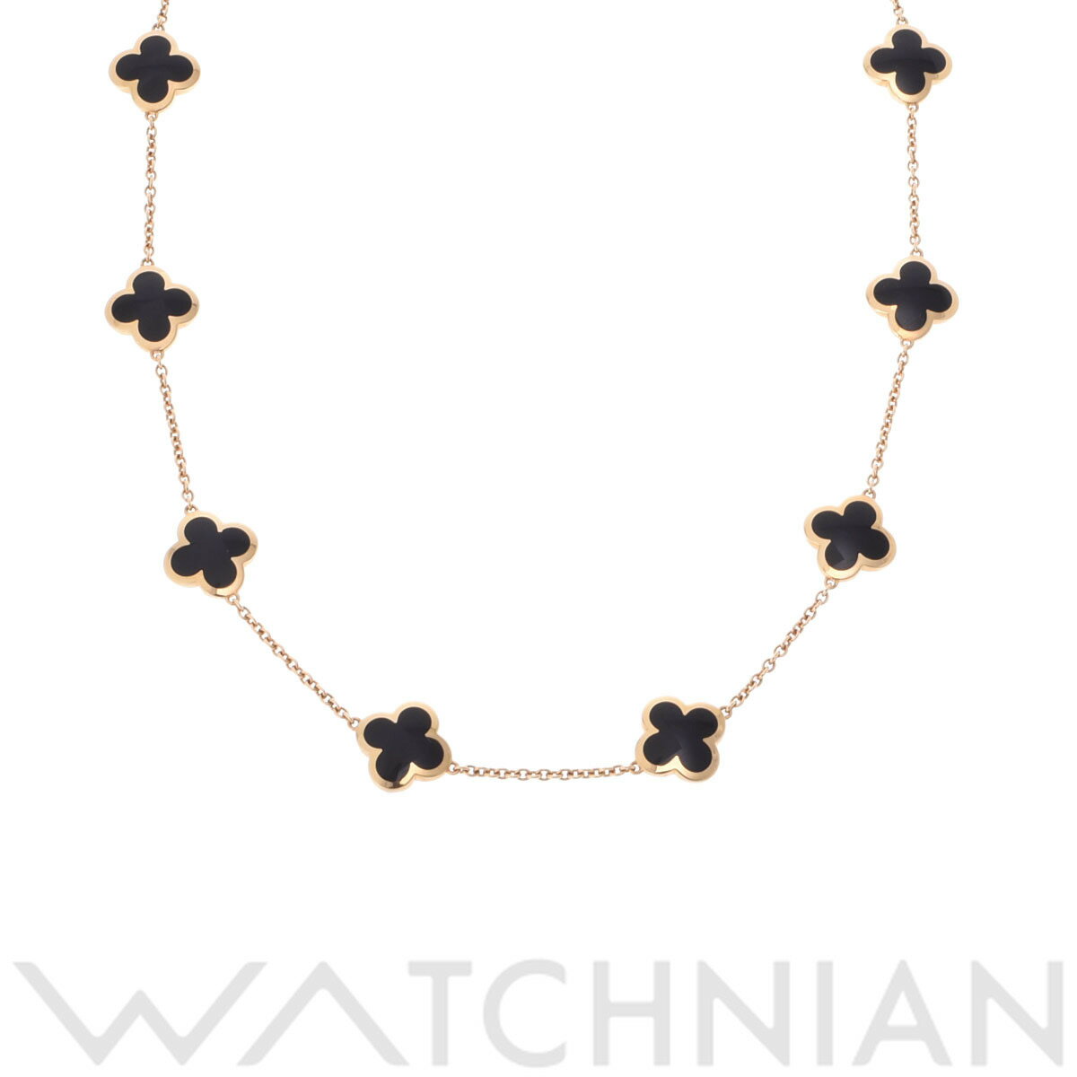 【ローン60回払い無金利】【中古】 ヴァン クリーフ&アーペル Van Cleef & Arpels ピュアアルハンブラネックレス 9P K18イエローゴールド オニキス レディース ネックレス ヴァン クリーフ&アーペル