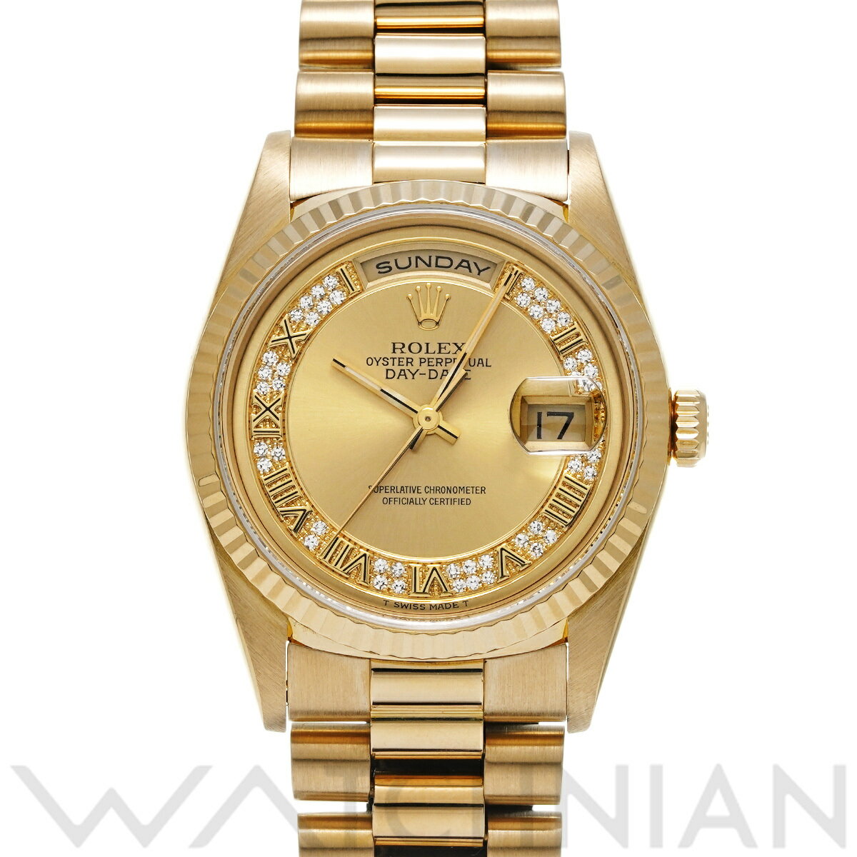 【4種選べるクーポン】【ローン60回払い無金利】【中古】 ロレックス ROLEX デイデイト 18238MR W番(1995年頃製造) シャンパン/ミリヤードダイヤモンド メンズ 腕時計 ロレックス 時計 高級腕時計 ブランド