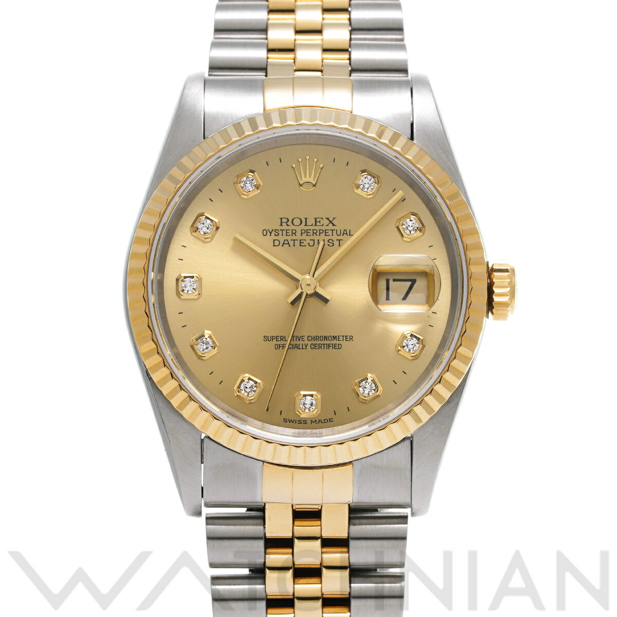 【4種選べるクーポン】【ローン60回払い無金利】【中古】 ロレックス ROLEX デイトジャスト 16233G T番(1996年頃製造) シャンパン/ダイヤモンド メンズ 腕時計 ロレックス 時計 高級腕時計 ブランド