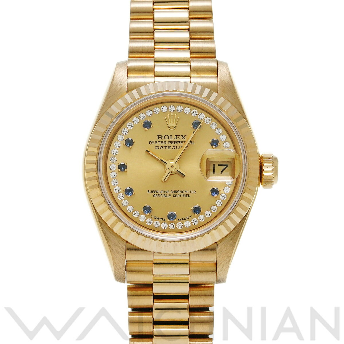 【4種選べるクーポン】【ローン60回払い無金利】【中古】 ロレックス ROLEX デイトジャスト 69178LS L番(1989年頃製造) シャンパン/ダイヤモンド/サファイア レディース 腕時計 ロレックス 時計 高級腕時計 ブランド