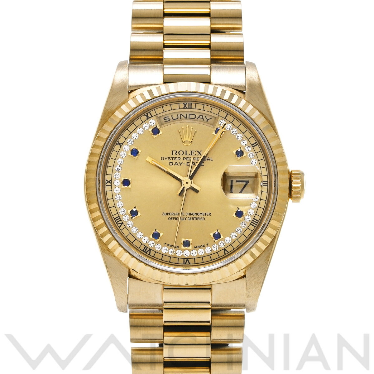 【4種選べるクーポン＆P2倍 5/20】【ローン60回払い無金利】【中古】 ロレックス ROLEX デイデイト 18238LS X番(1990年頃製造) シャンパン/ダイヤモンド/サファイア メンズ 腕時計 ロレックス 時計 高級腕時計 ブランド