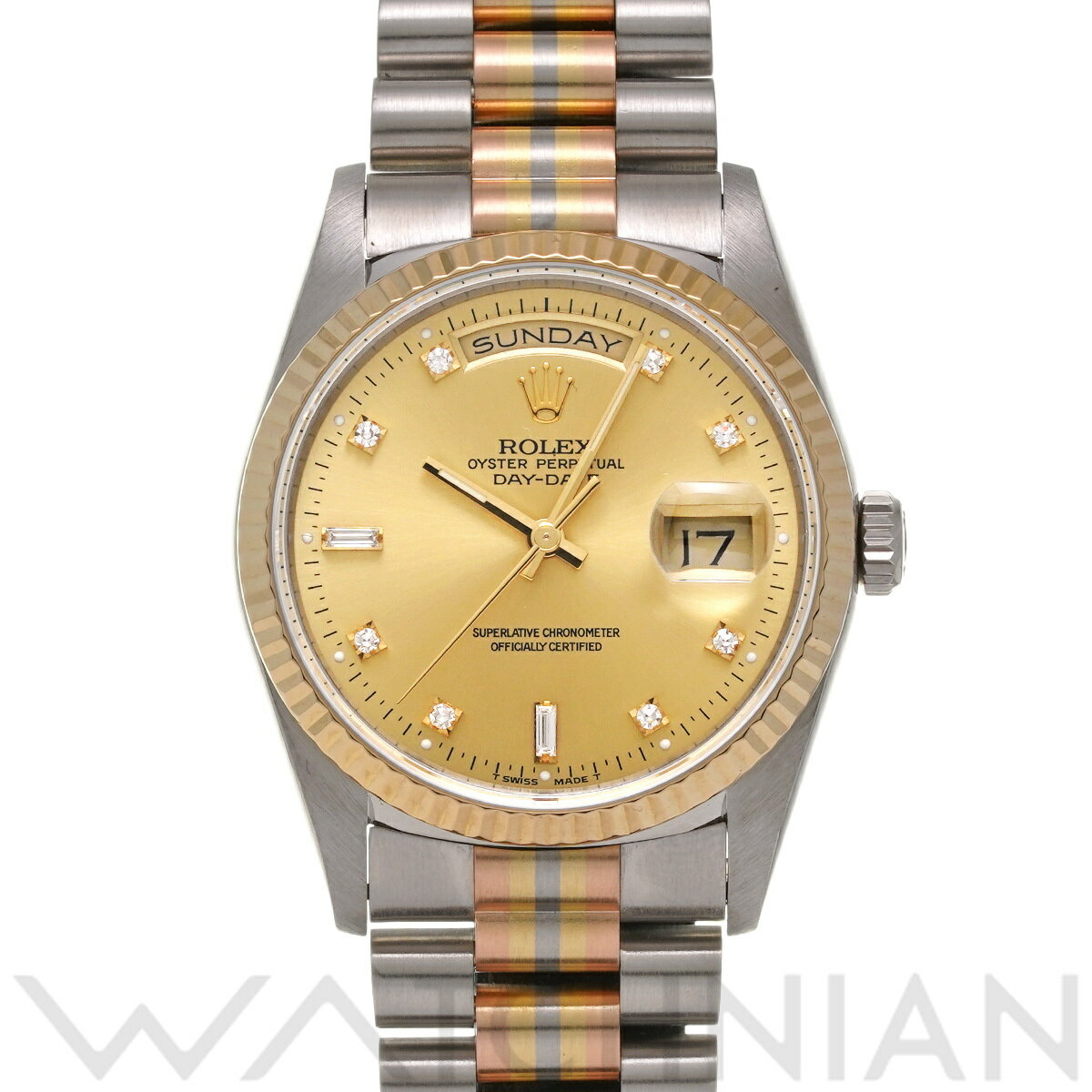 【4種選べるクーポン＆P2倍 5/15】【ローン60回払い無金利】【中古】 ロレックス ROLEX デイデイト トリドール 18239BIC L番(1990年頃製造) シャンパン/ダイヤモンド メンズ 腕時計 ロレックス 時計 高級腕時計 ブランド