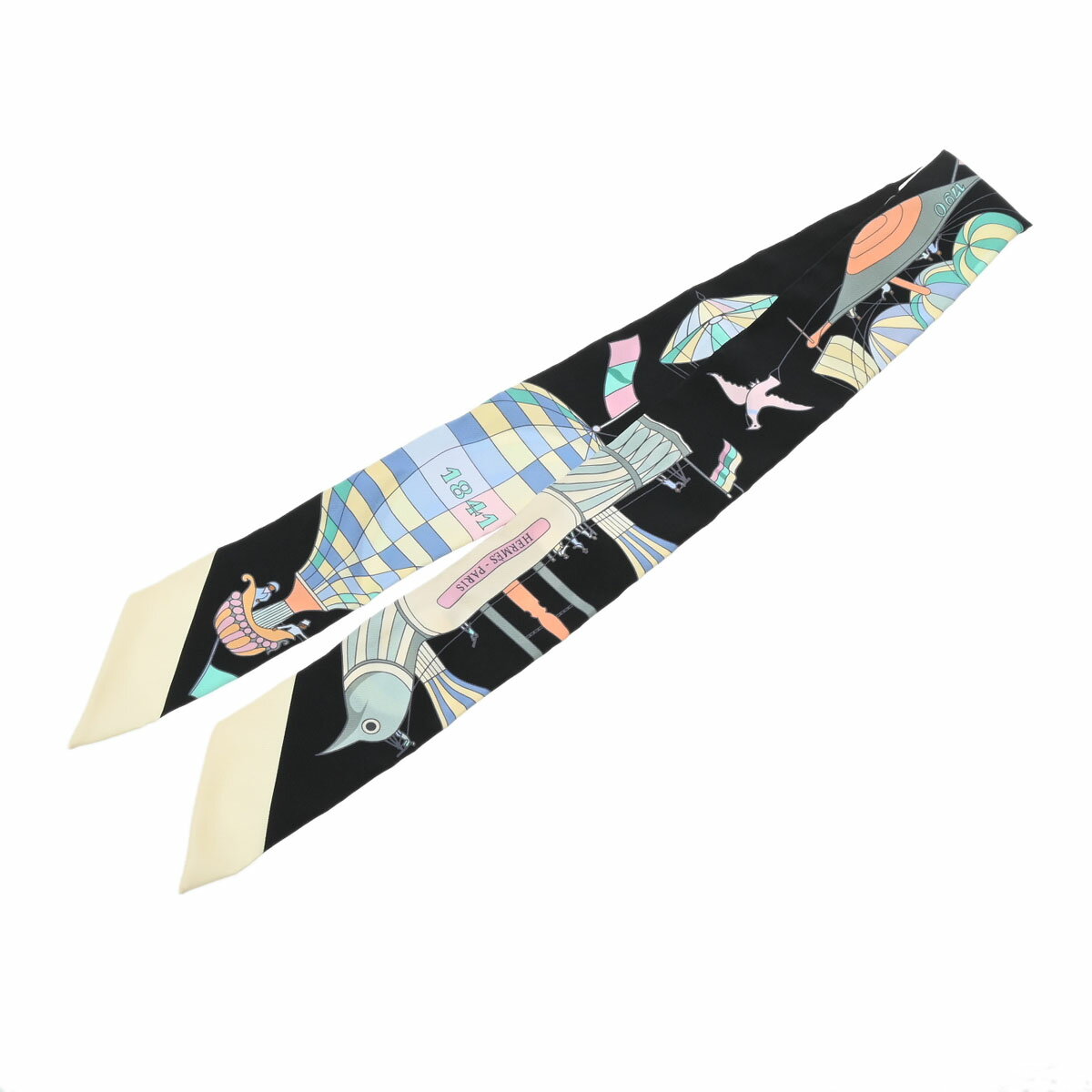 【〜6/11 最大3万円クーポン】エルメス HERMES ツイリー LES FOLIES DU CIEL ノワール 061722S シルク100％ レディース スカーフ エルメス 【ローン36回払い無金利】【新品】