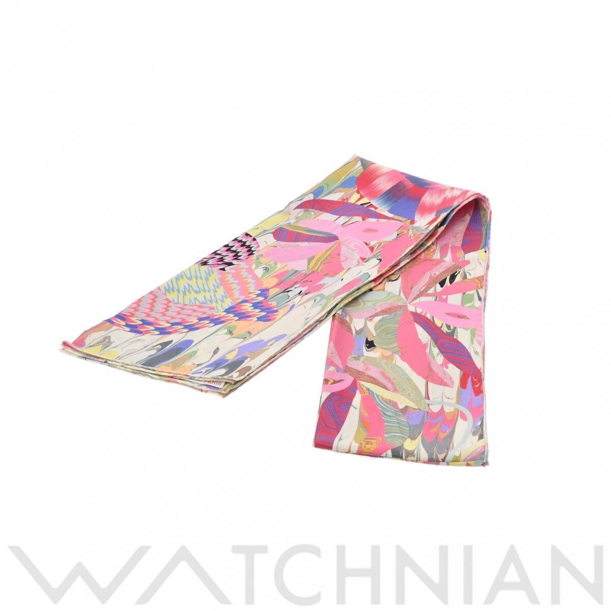 【ローン60回払い無金利】【中古】 エルメス HERMES フリンジスリムマフラー 京都マーブル ローズ/マルチカラー シルク100% レディース マフラー エルメスのサムネイル