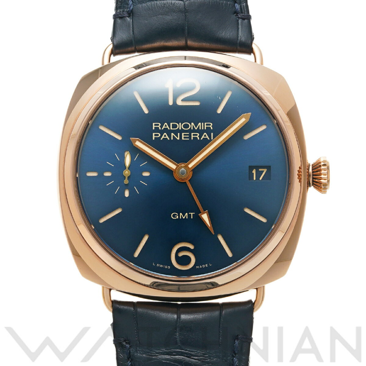 【4種選べるクーポン＆P2倍 5/25】【ローン60回払い無金利】【中古】 パネライ PANERAI ラジオミール 3 デイズ GMT オロロッソ PAM00598 Q番(2014年製造) ブルー メンズ 腕時計 パネライ 時計 高級腕時計 ブランドのサムネイル