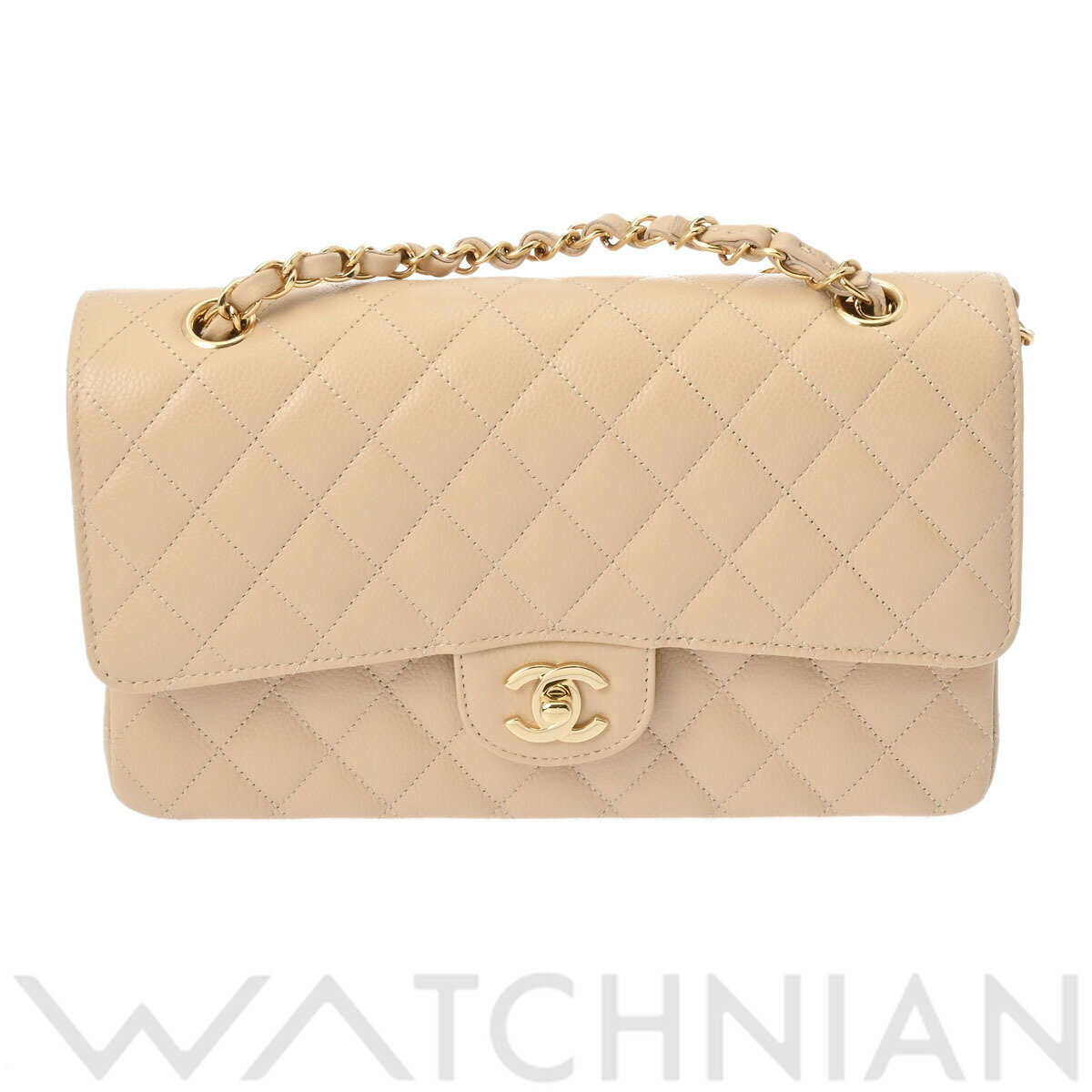 【5種選べるクーポン＆P2倍 6/15】【ローン60回払い無金利】【中古】 シャネル CHANEL マトラッセ クラシック ハンドバッグ 25cm チェーン ベージュ/ゴールド金具 A01112 キャビアスキン レディース ショルダーバッグ chanel シャネル バッグ バック ブランドのサムネイル