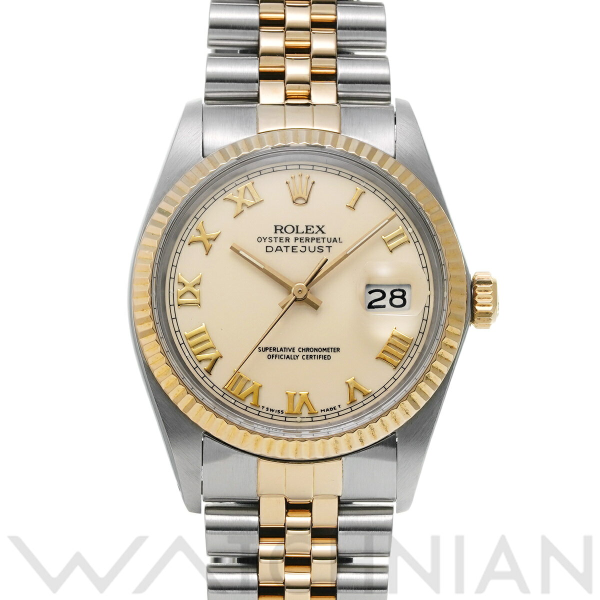 【4種選べるクーポン】【ローン60回払い無金利】【中古】 ロレックス ROLEX デイトジャスト 16013 91番台(1985年頃製造) アイボリー メンズ 腕時計 ロレックス 時計 高級腕時計 ブランド