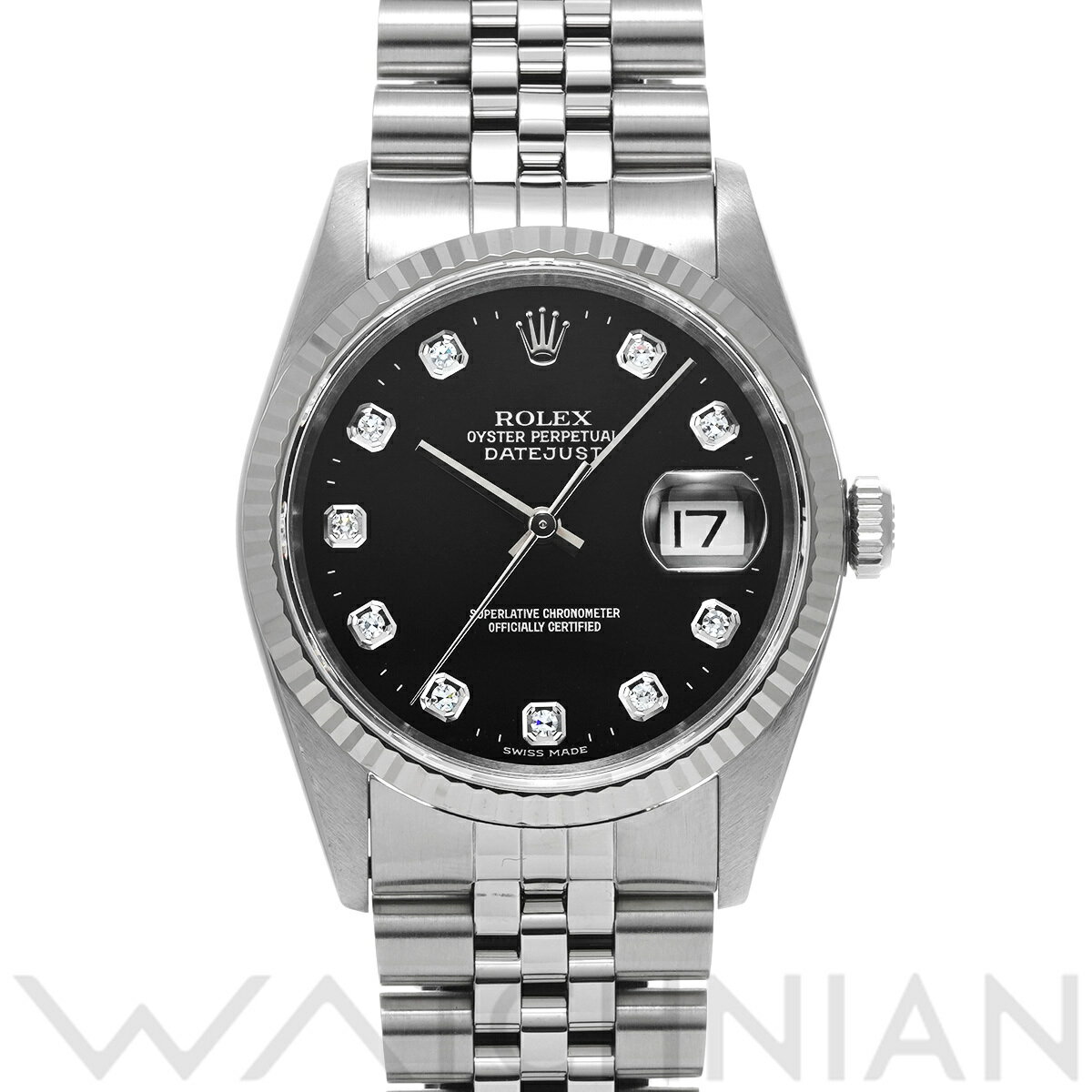 【4種選べるクーポン】【ローン60回払い無金利】【中古】 ロレックス ROLEX デイトジャスト 16234G W番(1995年頃製造) ブラック/ダイヤモンド メンズ 腕時計 ロレックス 時計 高級腕時計 ブランド