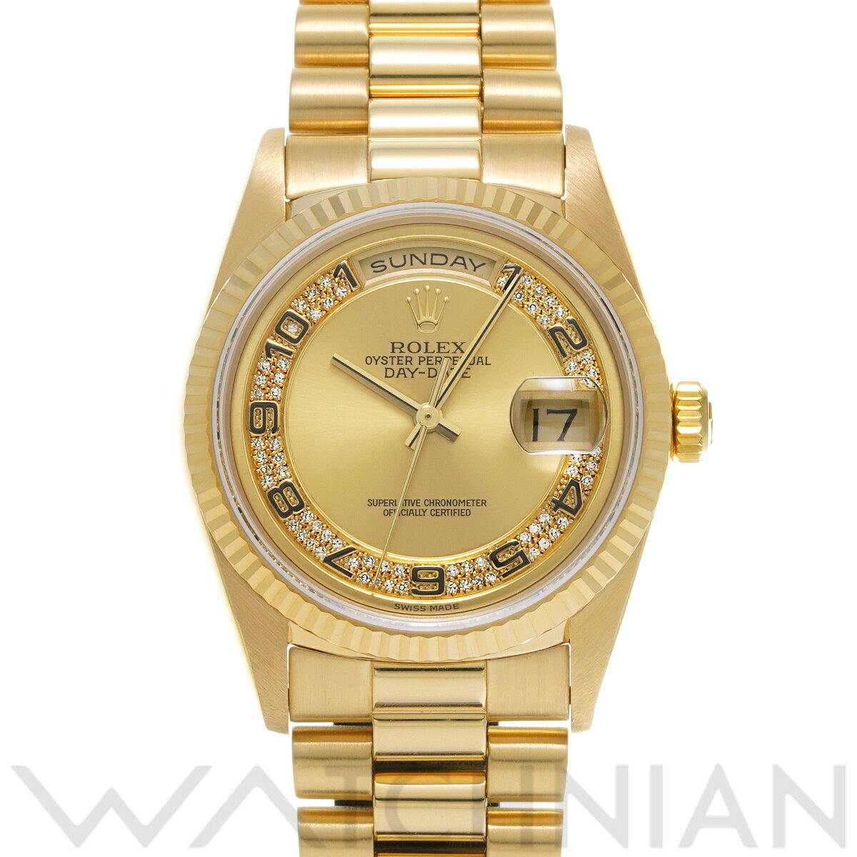 【4種選べるクーポン】【ローン60回払い無金利】【中古】 ロレックス ROLEX デイデイト 36 18238 E番(1990年頃製造) シャンパン/ミリヤードダイヤモンド メンズ 腕時計 ロレックス 時計 高級腕時計 ブランド