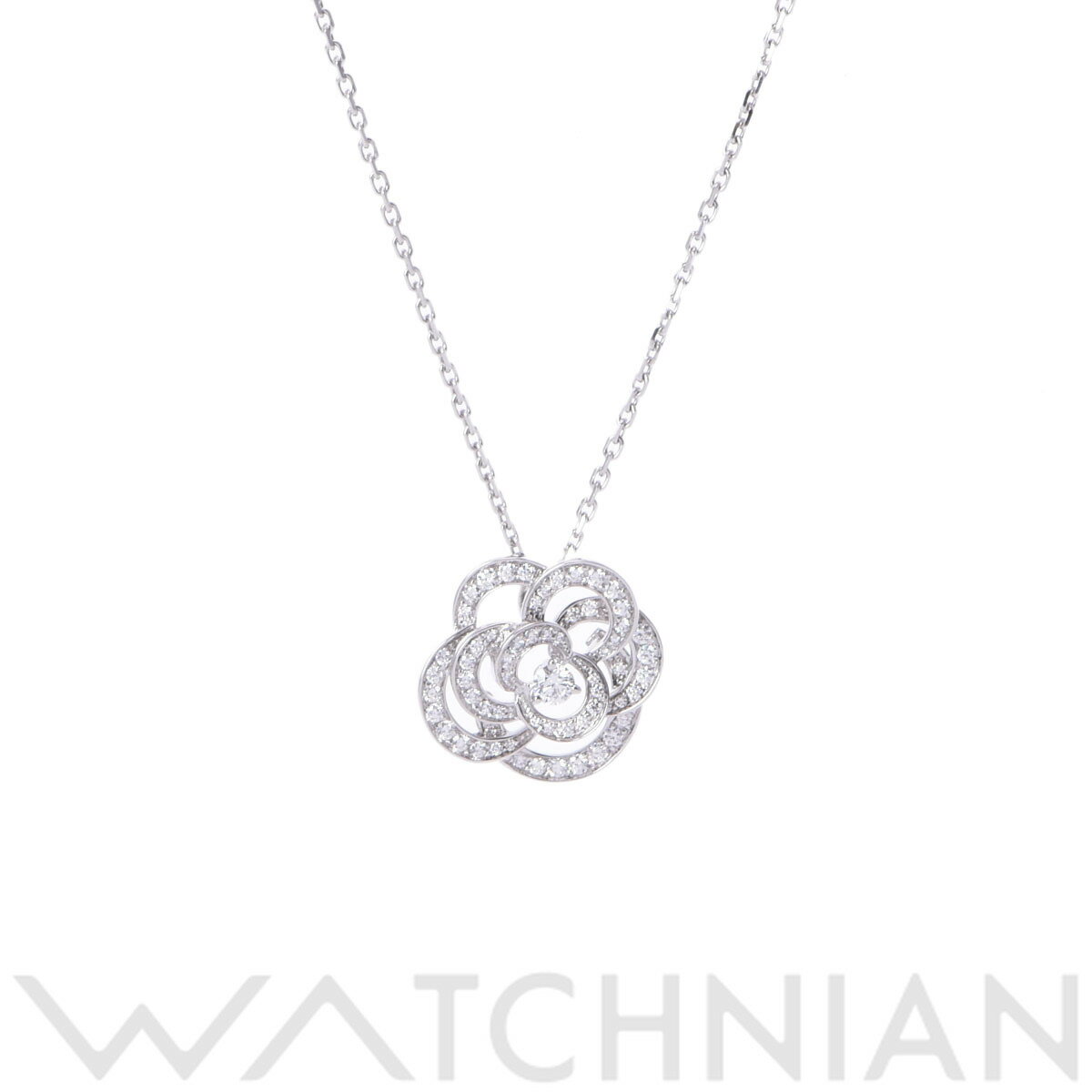 【ローン60回払い無金利】【中古】 シャネル CHANEL カメリアネックレス　ミディアム　ダイヤ K18ホワイトゴールド ダイヤ レディース ネックレス シャネルのサムネイル