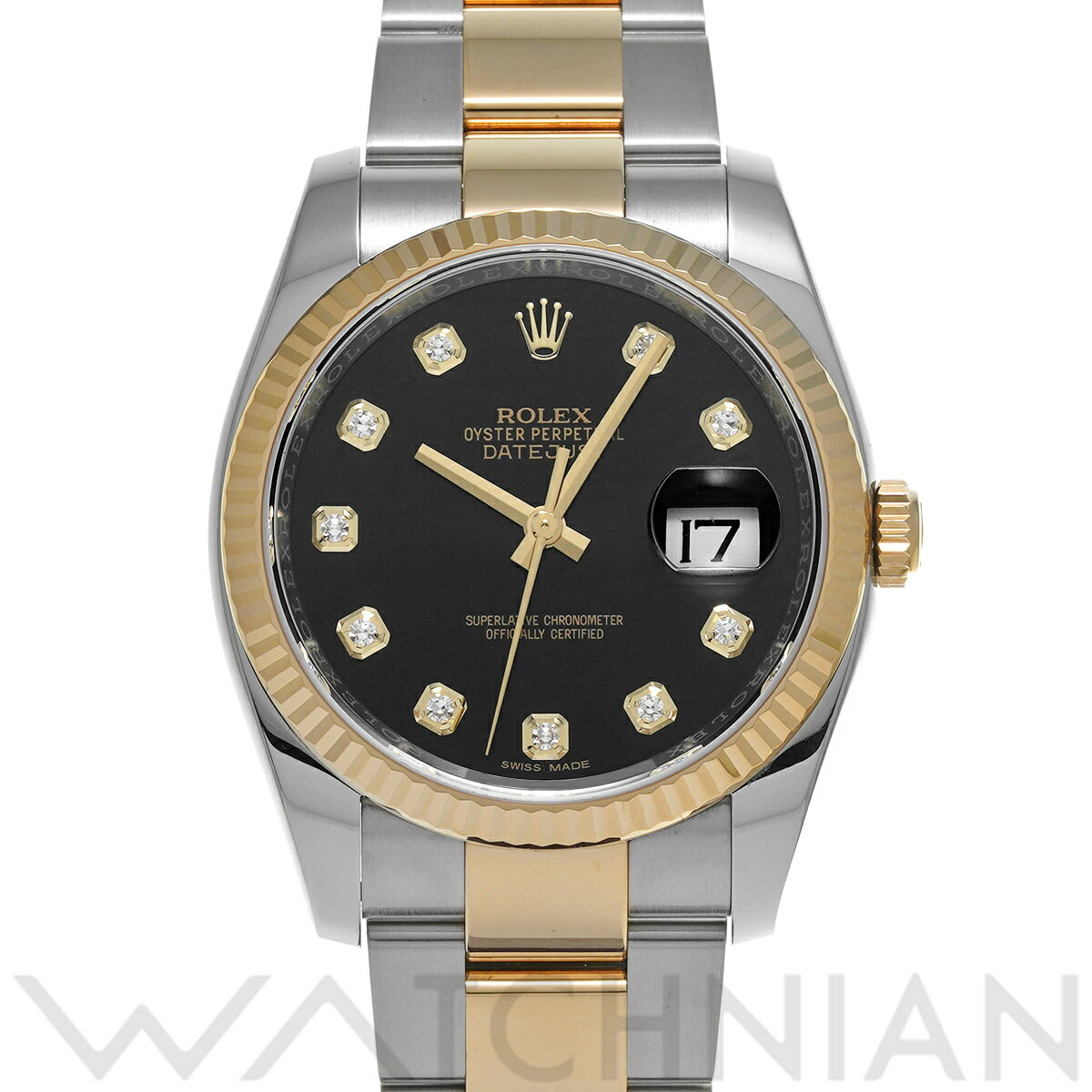 【4種選べるクーポン】【ローン60回払い無金利】【中古】 ロレックス ROLEX デイトジャスト 36 116233G ランダムシリアル ブラック/ダイヤモンド メンズ 腕時計 ロレックス 時計 高級腕時計 ブランド