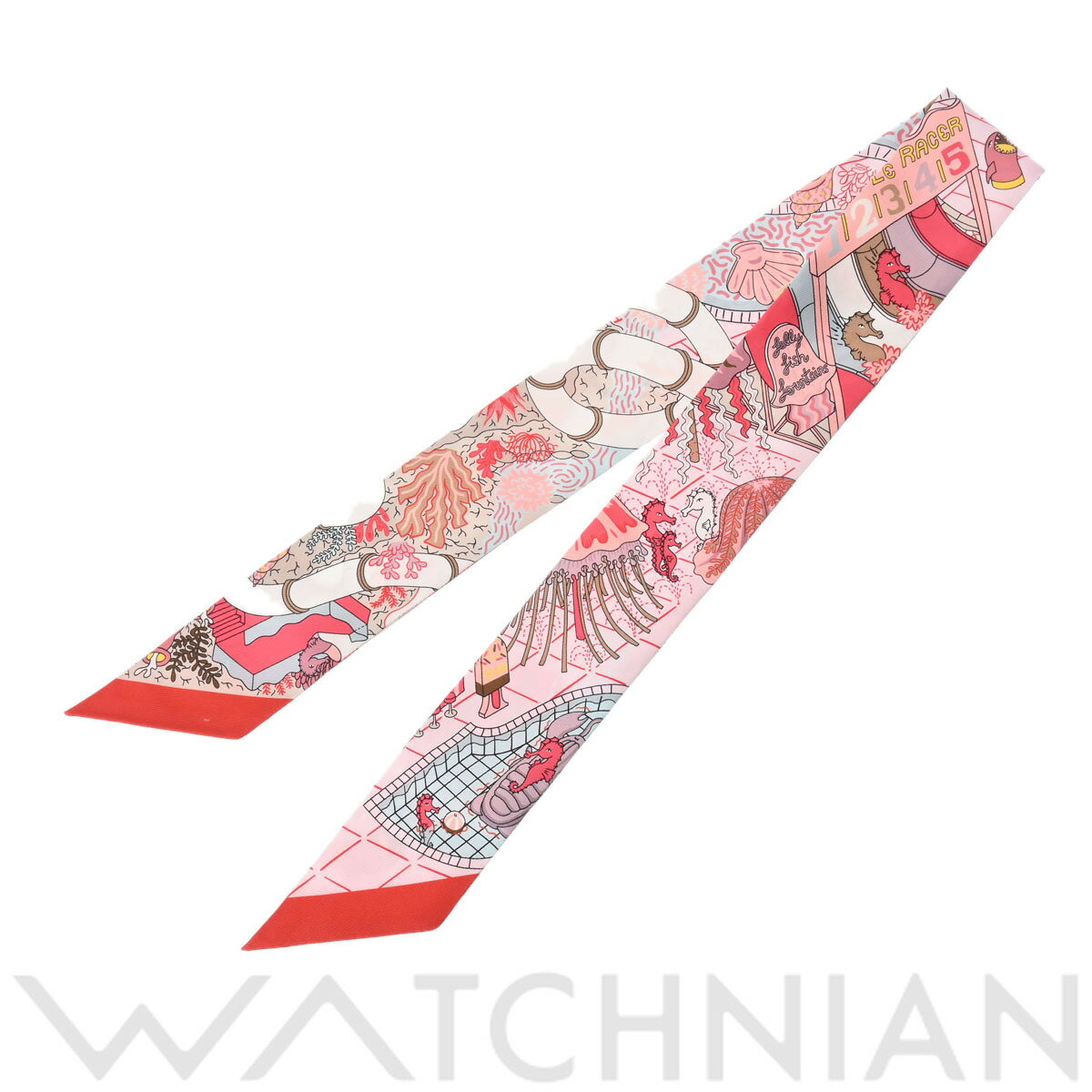 【5種選べるクーポン】【ローン48回払い無金利】【新品】 エルメス HERMES ツイリー SPLASH PARK ピンク/レッド 063806S シルク100％ レディース スカーフ エルメスのサムネイル