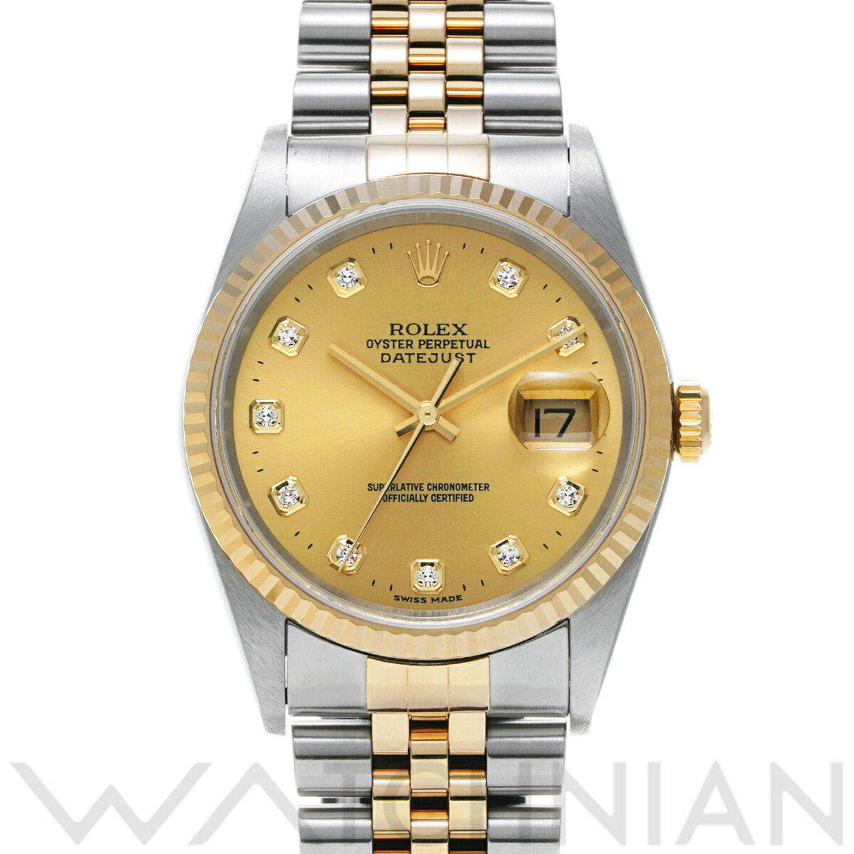 【4種選べるクーポン】【ローン60回払い無金利】【中古】 ロレックス ROLEX デイトジャスト 16233G K番(2001年頃製造) シャンパン/ダイヤモンド メンズ 腕時計 ロレックス 時計 高級腕時計 ブランド