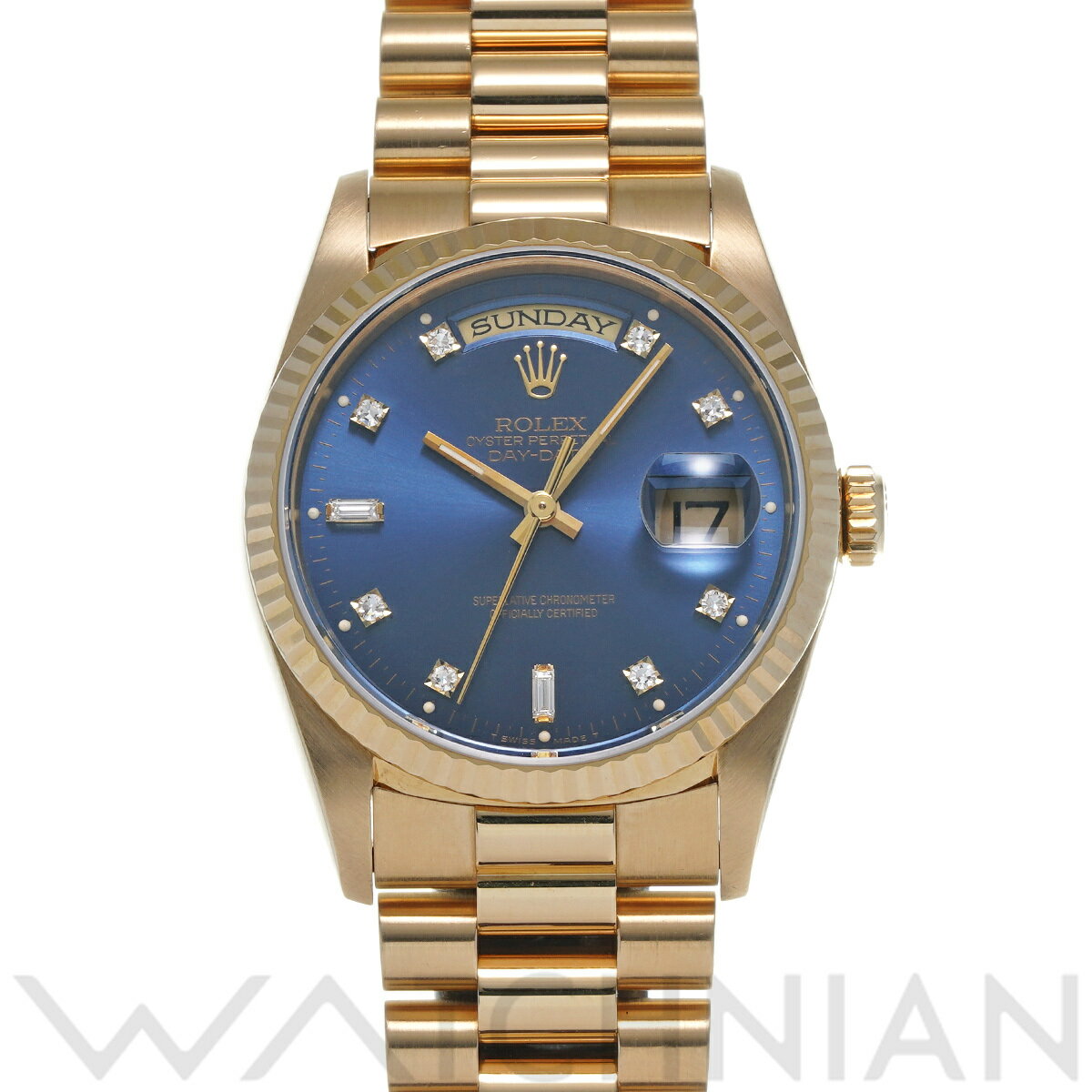 【ローン60回払い無金利】【中古】 ロレックス ROLEX デイデイト 18238A S番(1993年頃製造) ブルー/ダイヤモンド メンズ 腕時計 ロレックス 時計 高級腕時計 ブランド