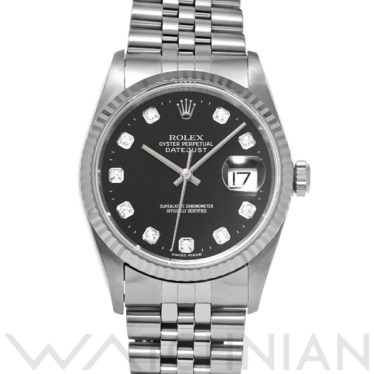 【4種選べるクーポン】【ローン60回払い無金利】【中古】 ロレックス ROLEX デイトジャスト 16234G U番(1997年頃製造) ブラック/ダイヤモンド メンズ 腕時計 ロレックス 時計 高級腕時計 ブランド