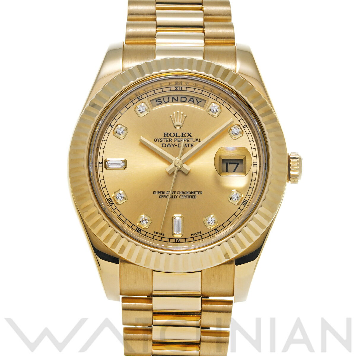 【5種選べるクーポン】【ローン60回払い無金利】【中古】 ロレックス ROLEX デイデイト II 218238A ランダムシリアル シャンパン/ダイヤモンド メンズ 腕時計 ロレックス 時計 高級腕時計 ブランド