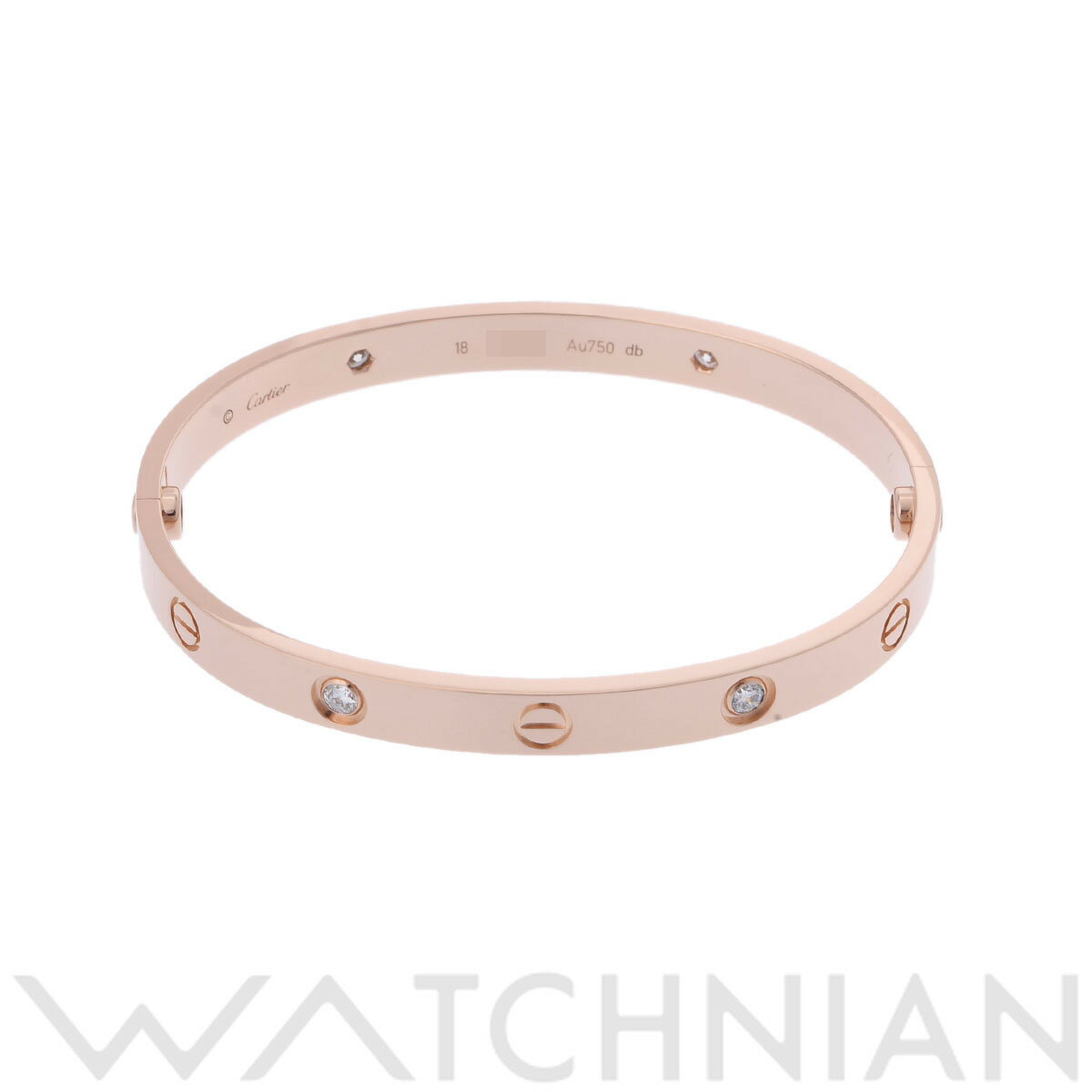 【9/15 P2倍 9/14-16最大1万円クーポン】【ローン60回払い無金利】【中古】 カルティエ CARTIER ラブブレスレット #18 ハーフダイヤ CRB6038018 K18ピンクゴールド レディース ブレスレット カルティエのサムネイル