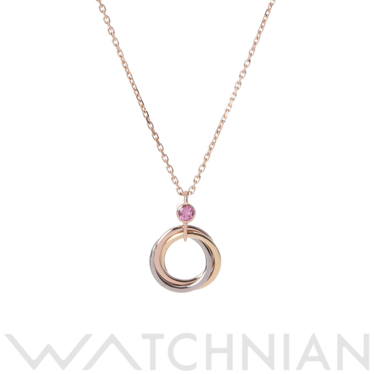 【5種選べるクーポン＆P2倍 7/15】【ローン60回払い無金利】【中古】 カルティエ CARTIER トリニティ ネックレス K18イエローゴールド/K18ピンクゴールド/K18ホワイトゴールド ピンクサファイア レディース ネックレス カルティエのサムネイル