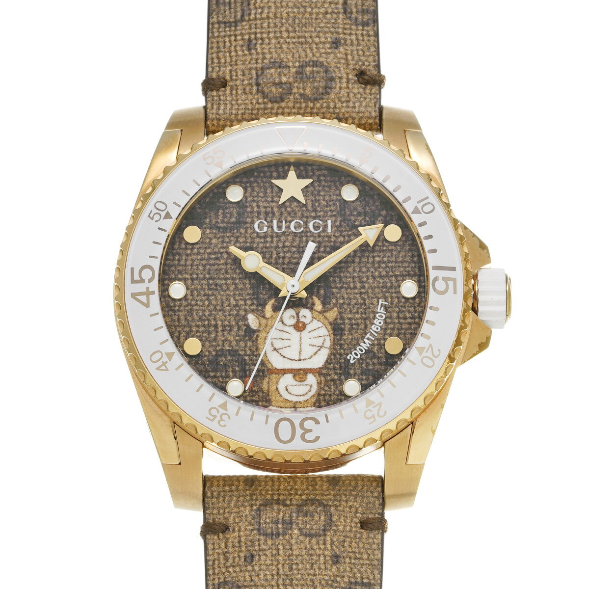 グッチ GUCCI ダイブ ドラえもん YA136334 ブラウン メンズ 腕時計 グッチ 時計 高級腕時計 ブランド 【ローン60回払い無金利】【中古】のサムネイル
