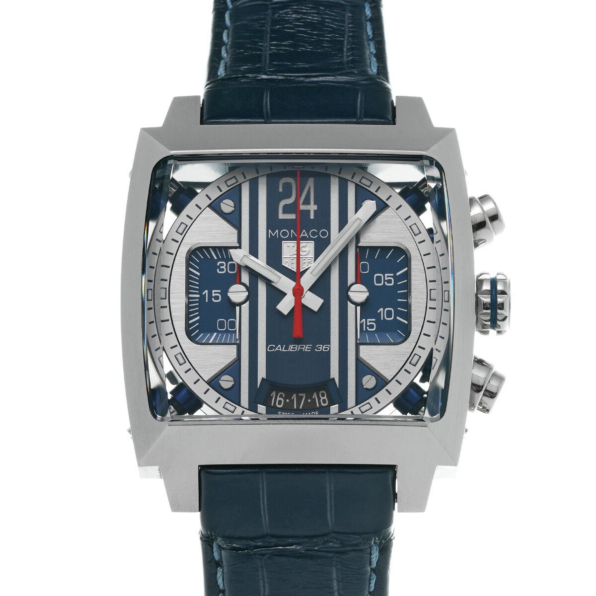 タグ ホイヤー TAG HEUER モナコ 24 キャリバー36 クロノグラフ CAL5111.FC6299 シルバー/ブルー メンズ 腕時計 タグ ホイヤー 時計 高級腕時計 ブランド 【ローン48回払い無金利】【中古】