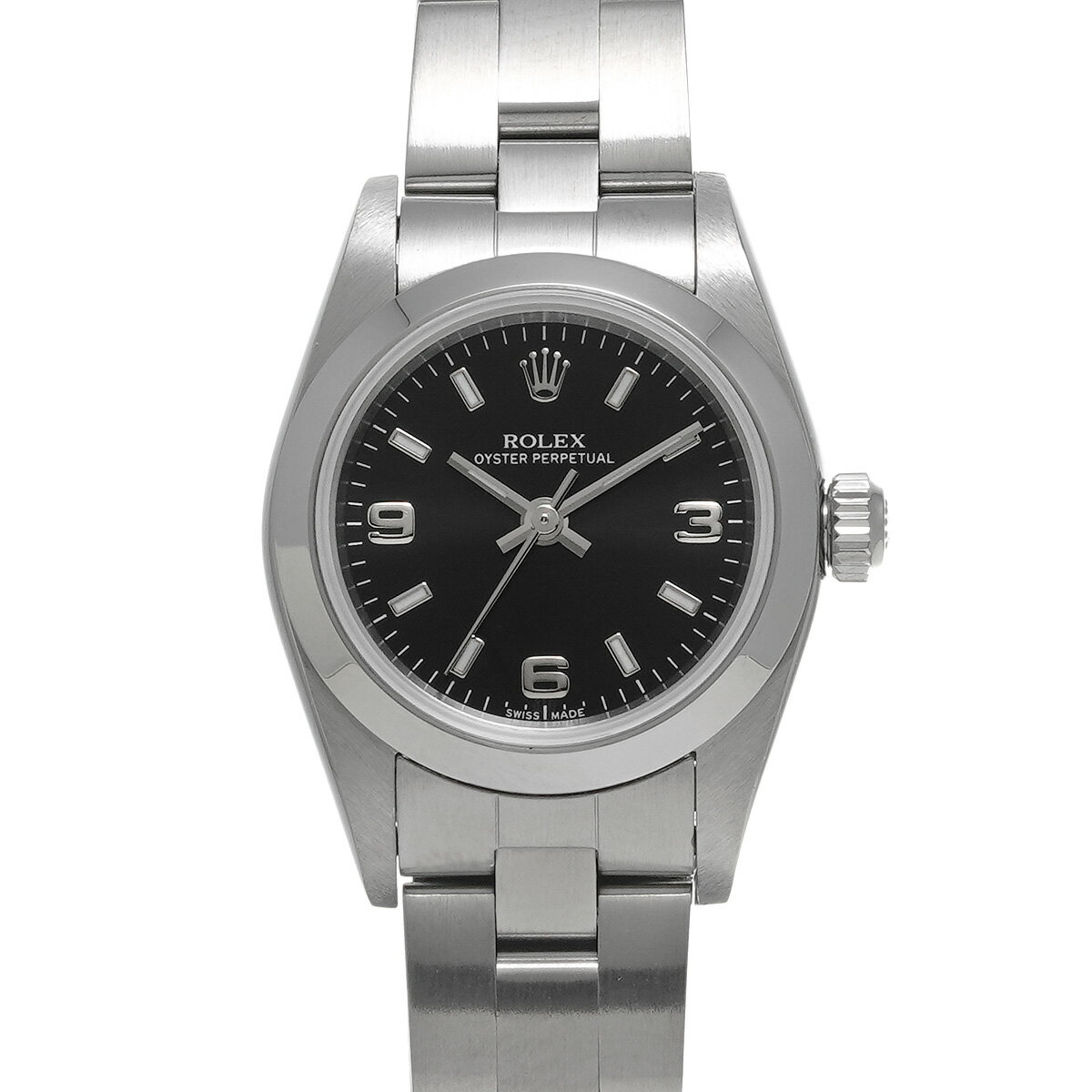 【12/1 最大2万円クーポン&P2倍】ロレックス ROLEX オイスターパーペチュアル 76080 D番(2005年頃製造) ブラック レディース 腕時計 ロレックス 時計 高級腕時計 ブランド 【ローン60回払い無金利】【中古】 その1