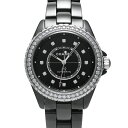 【12/1 最大2万円クーポン&P2倍】シャネル CHANEL J12 キャリバー 12.1 38MM H6526 ブラックラッカー/ダイヤモンド メンズ 腕時計 シャネル 時計 高級腕時計 ブランド 【ローン60回払い無金利】【中古】 その1