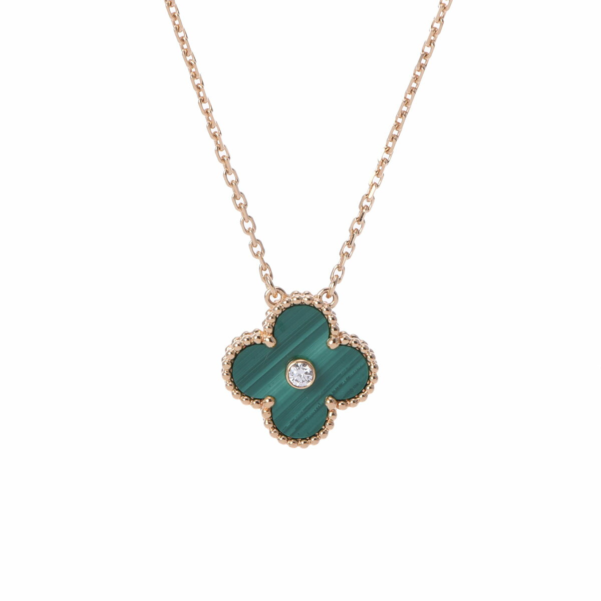 【ローン60回払い無金利】【中古】 ヴァン クリーフ&アーペル Van Cleef & Arpels ヴィンテージアルハンブラ ネックレス 2013年ホリデー K18イエローゴールド マラカイト/ダイヤモンド レディース ネックレス ヴァン クリーフ&アーペルのサムネイル