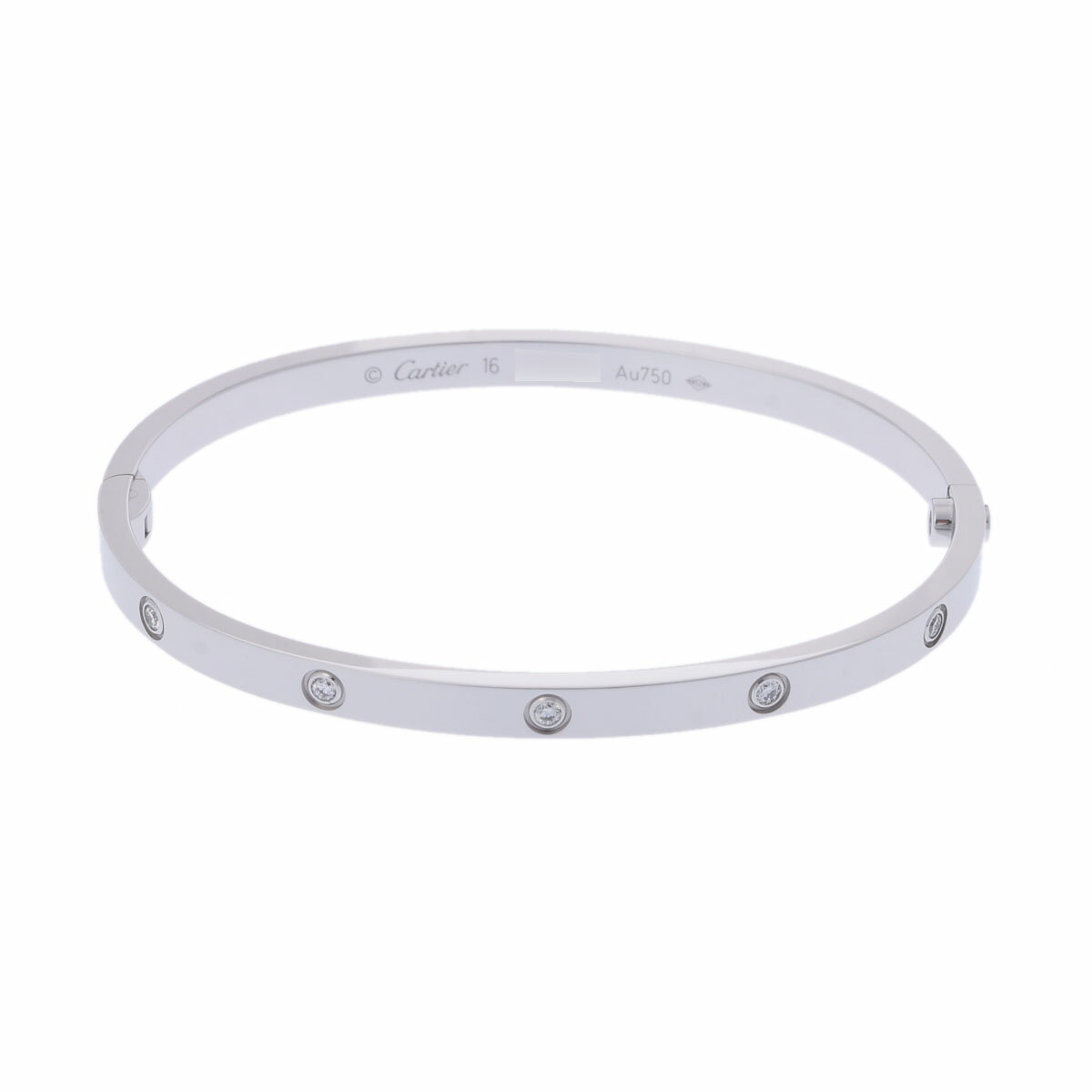 【9/10 最大2万円クーポン+ポイント2倍】【ローン60回払い無金利】【中古】 カルティエ CARTIER ラブブレスレット SM #16 フルダイヤ CRB6048016 K18ホワイトゴールド レディース ブレスレット カルティエのサムネイル