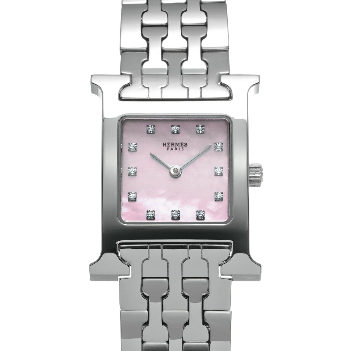 【12/1 最大2万円クーポン&P2倍】エルメス HERMES Hウォッチ HH1.210.285 ピンクシェル/ダイヤモンド レディース 腕時計 エルメス 時計 高級腕時計 ブランド 【ローン60回払い無金利】【中古】 その1