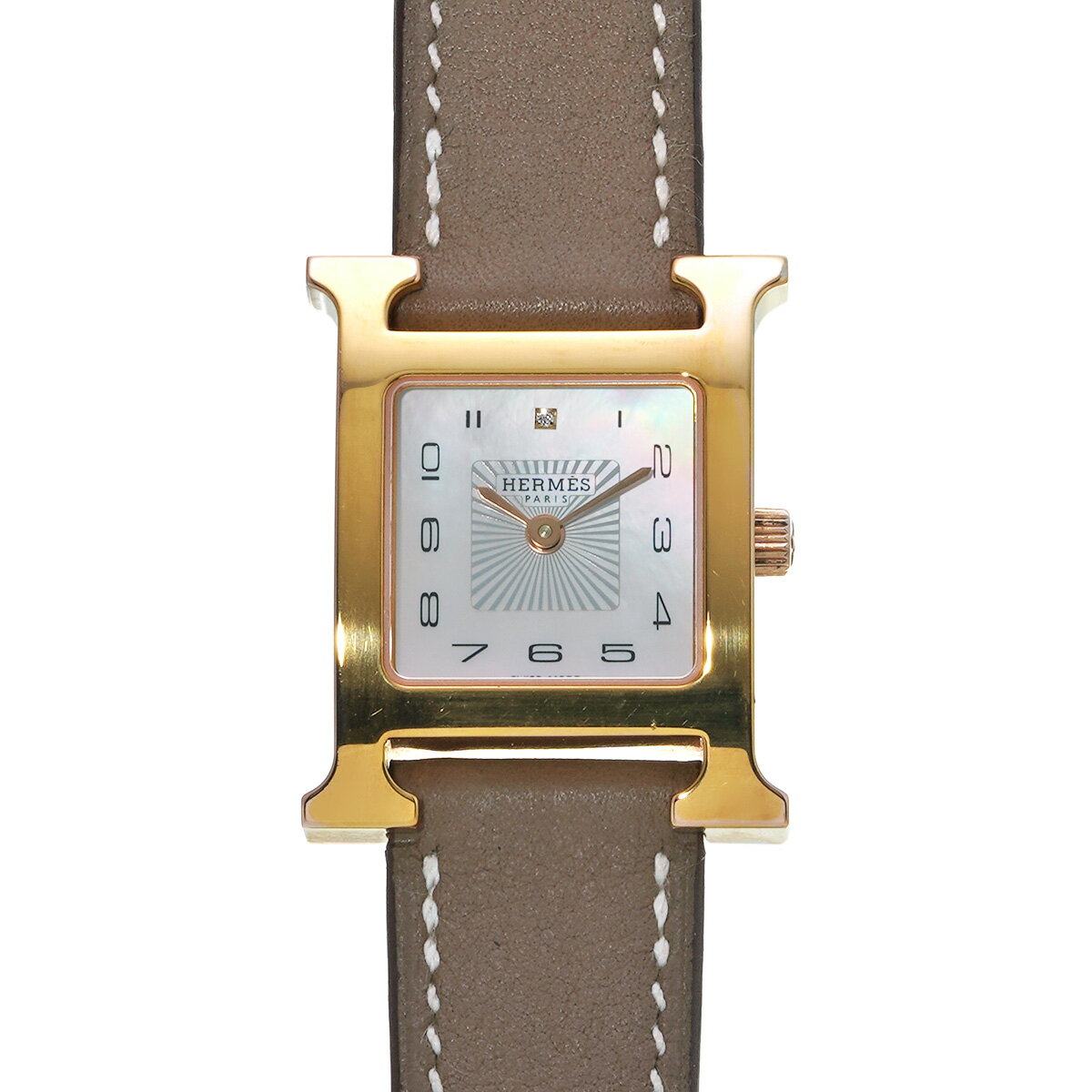 【12/1 最大2万円クーポン&P2倍】エルメス HERMES Hウォッチ HH1.202 ホワイトシェル/ダイヤモンド レディース 腕時計 エルメス 時計 高級腕時計 ブランド 【ローン60回払い無金利】【中古】 その1