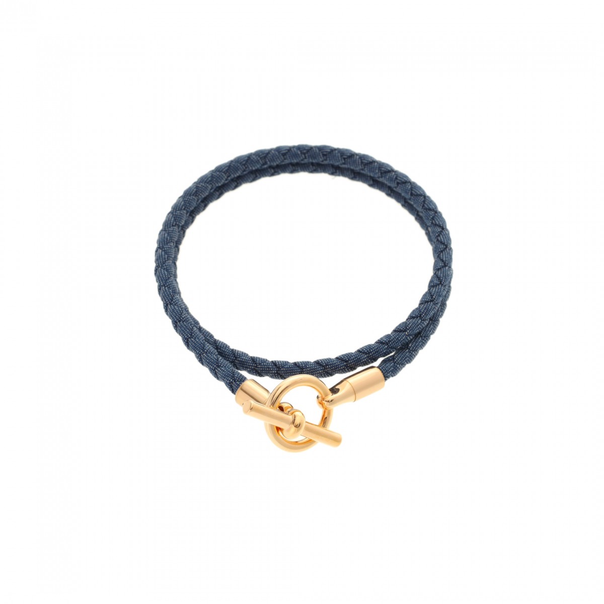 【〜11/27 最大3万円クーポン】エルメス HERMES グレナン ドゥブルトゥール ＃T2 ブルー/ゴールド金具 デニム レディース ブレスレット エルメス 【ローン48回払い無金利】【未使用】