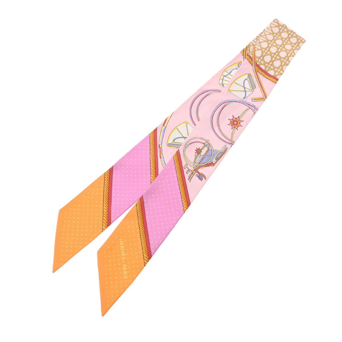 エルメス HERMES ツイリー VOITURES A TRANSFORMATION ピンク 063156S シルク100％ レディース スカーフ エルメス 【ローン36回払い無金利】【中古】